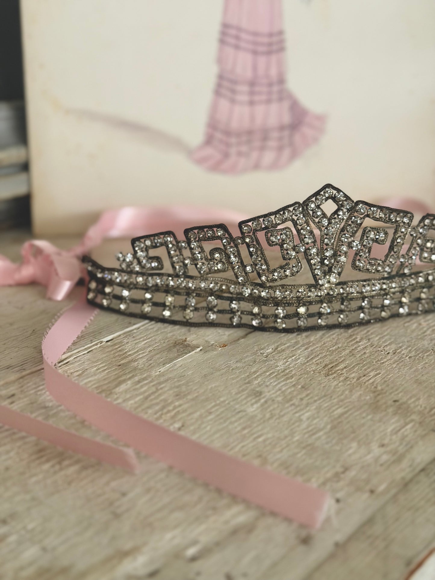 Antique 1920's Flapper Rhinestone Headband Tiara