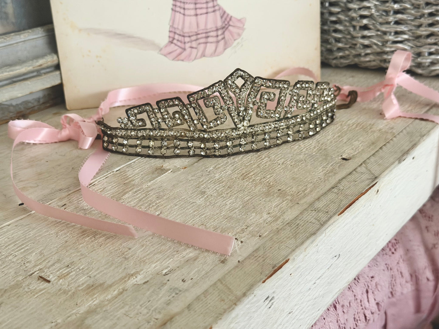 Antique 1920's Flapper Rhinestone Headband Tiara