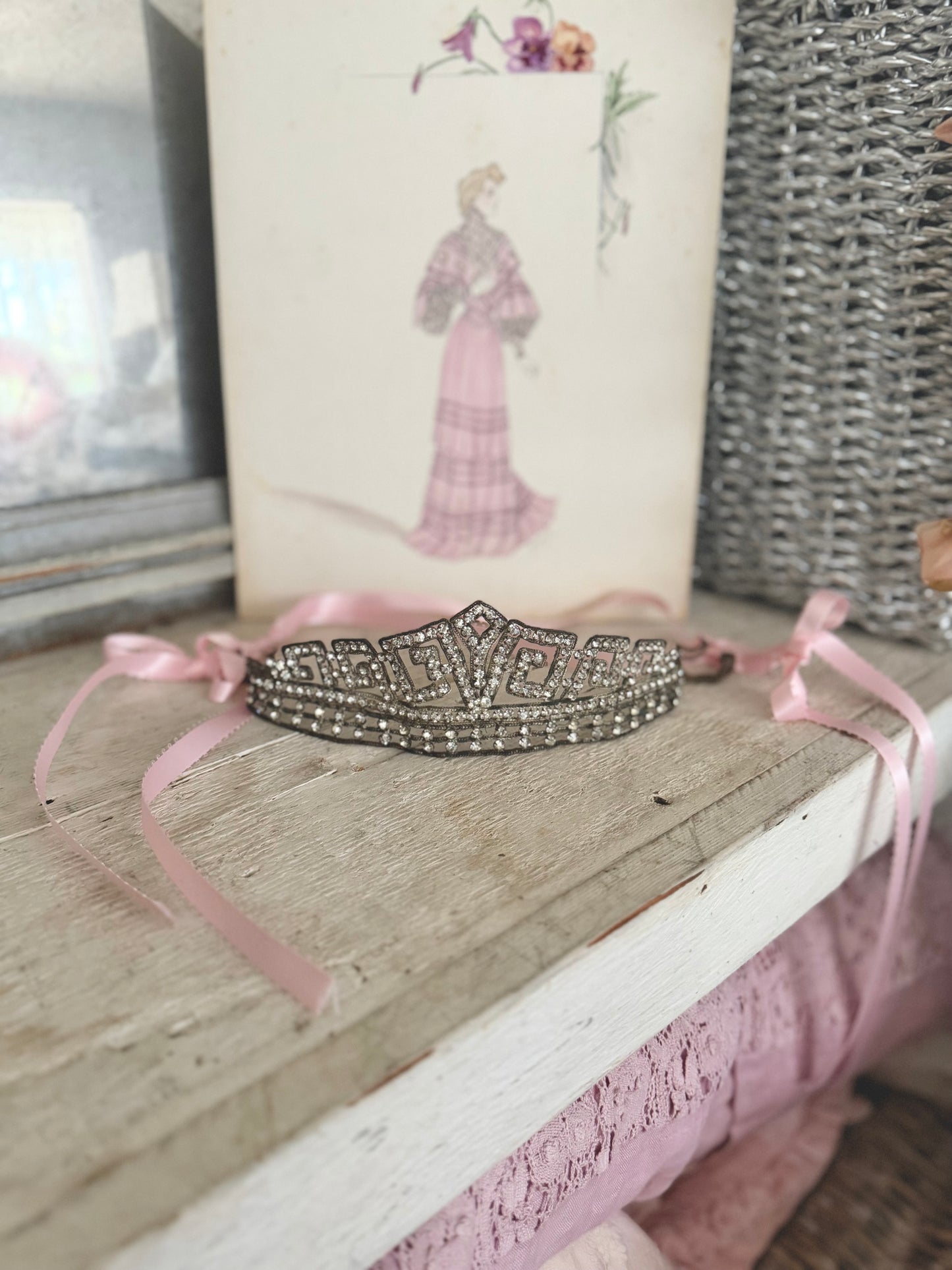 Antique 1920's Flapper Rhinestone Headband Tiara