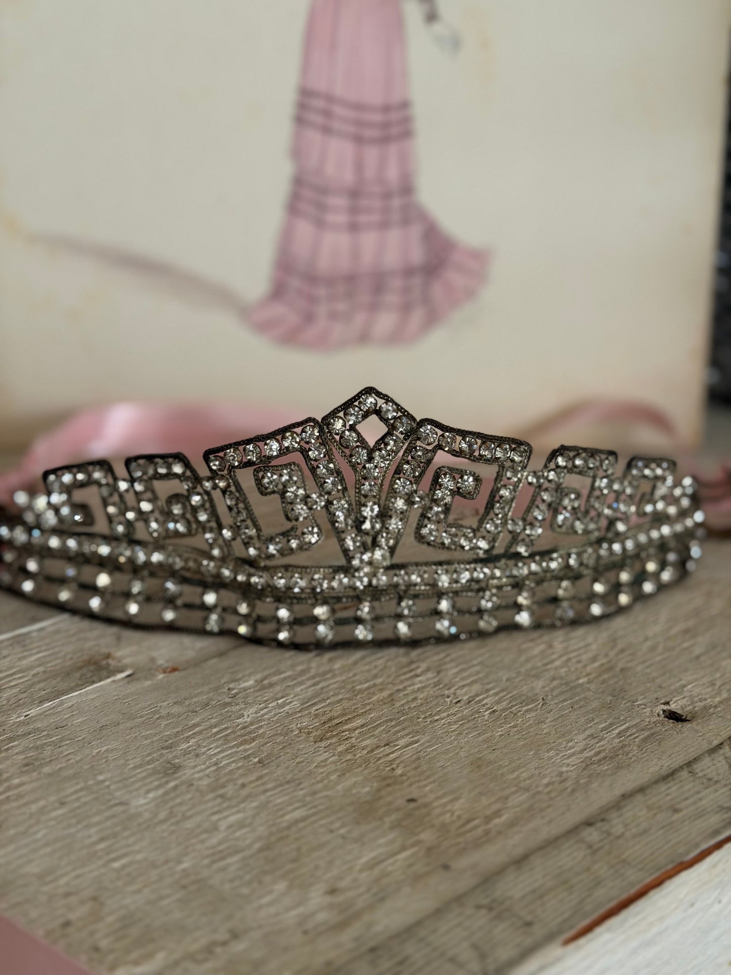 Antique 1920's Flapper Rhinestone Headband Tiara