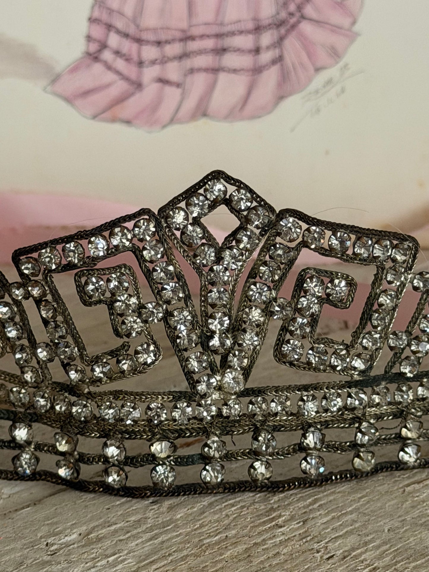 Antique 1920's Flapper Rhinestone Headband Tiara