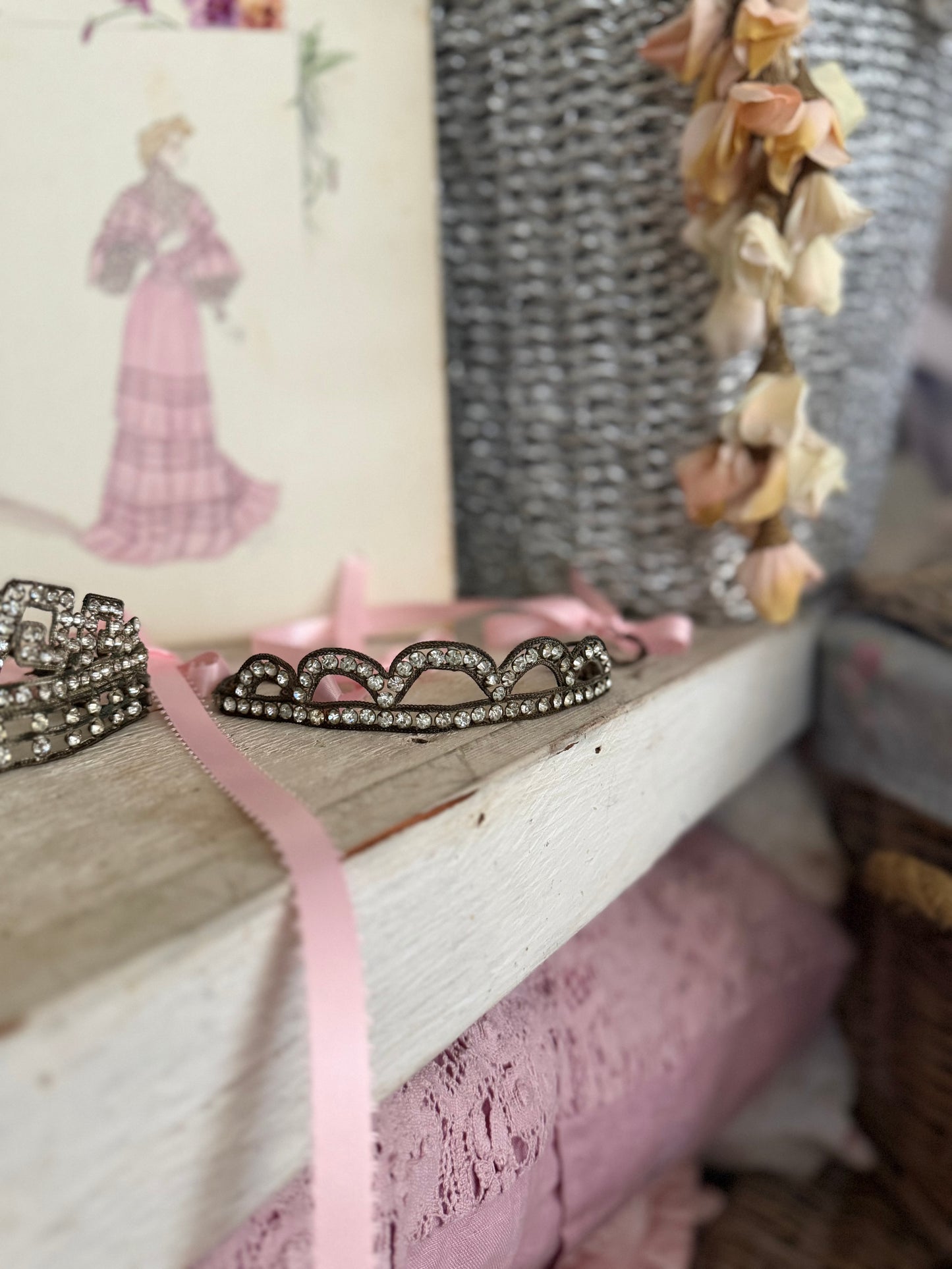 Antique 1920's Flapper Rhinestone Headband Tiara