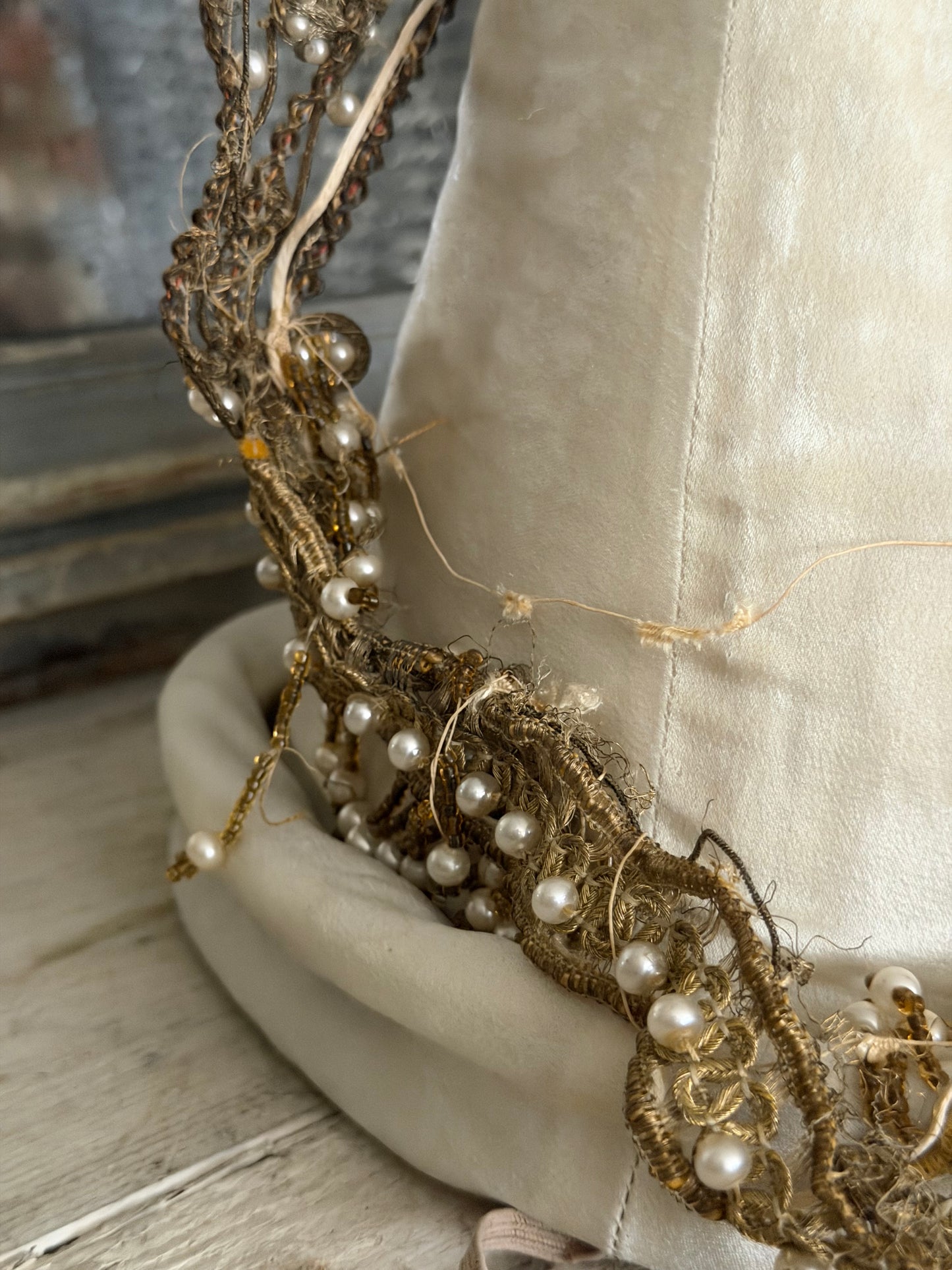 Antique 1920's Egyptian Revival Gold Metallic Beaded Headpiece