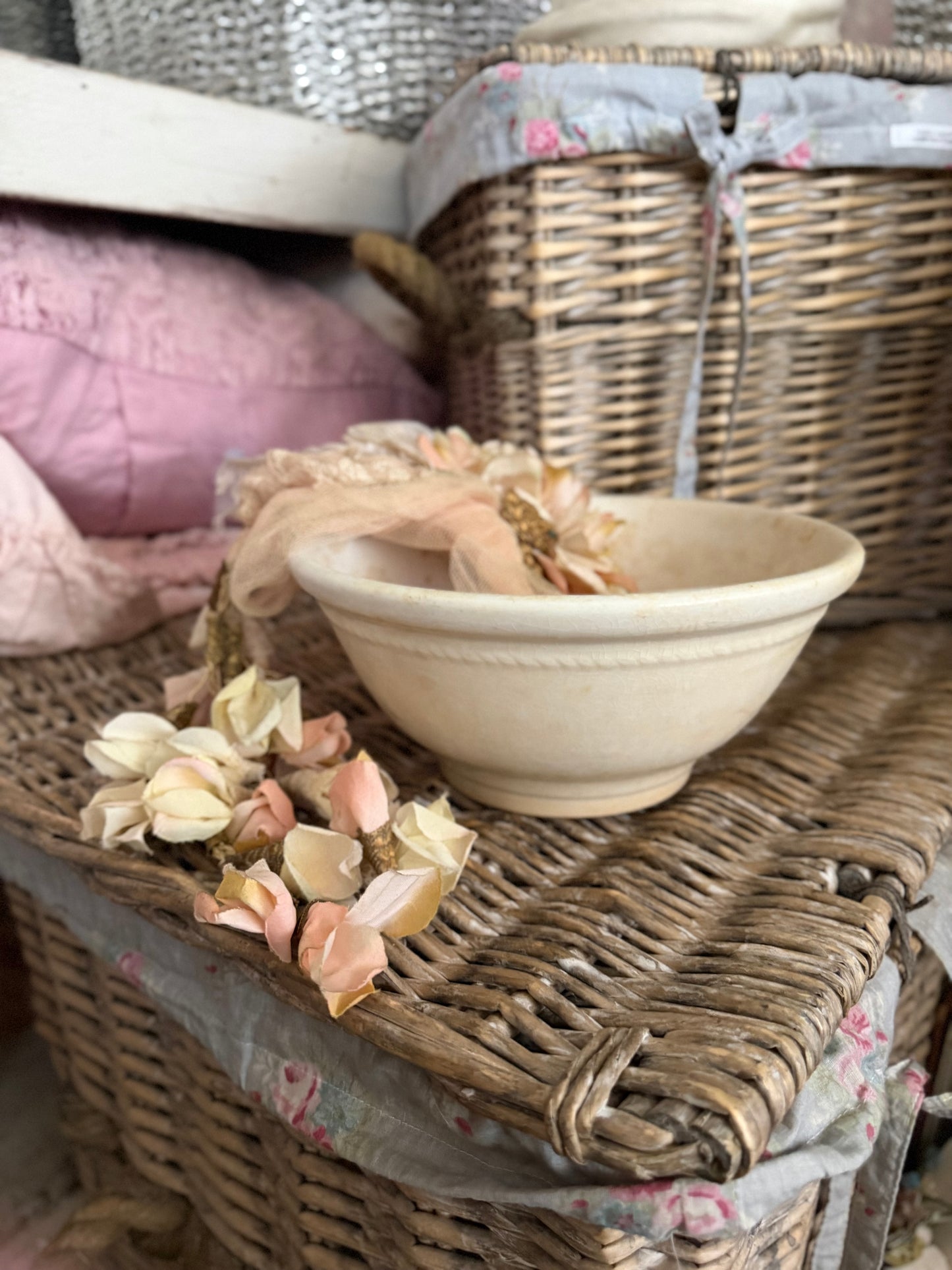 Antique Timeworn Ironstone Bowl