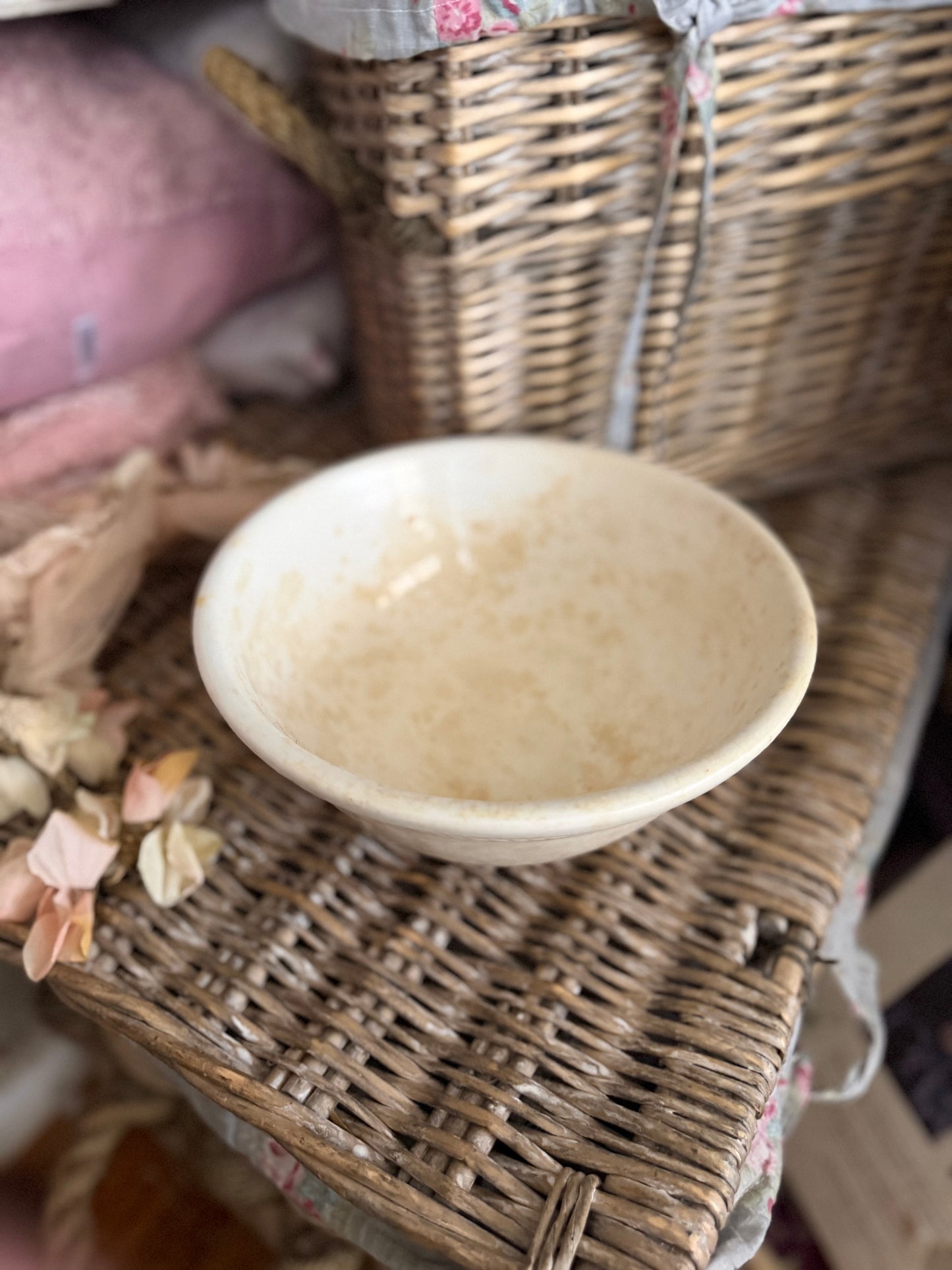 Antique Timeworn Ironstone Bowl