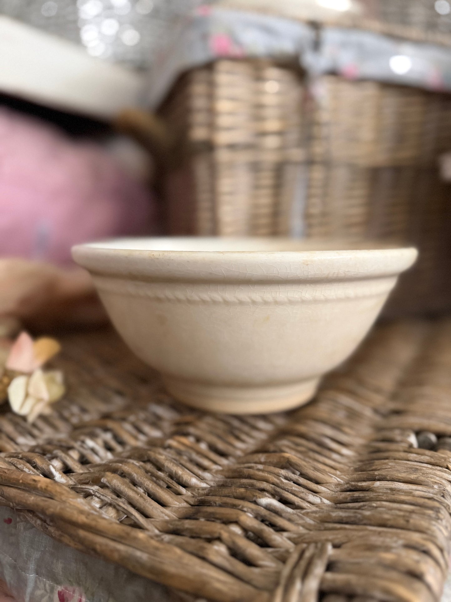 Antique Timeworn Ironstone Bowl
