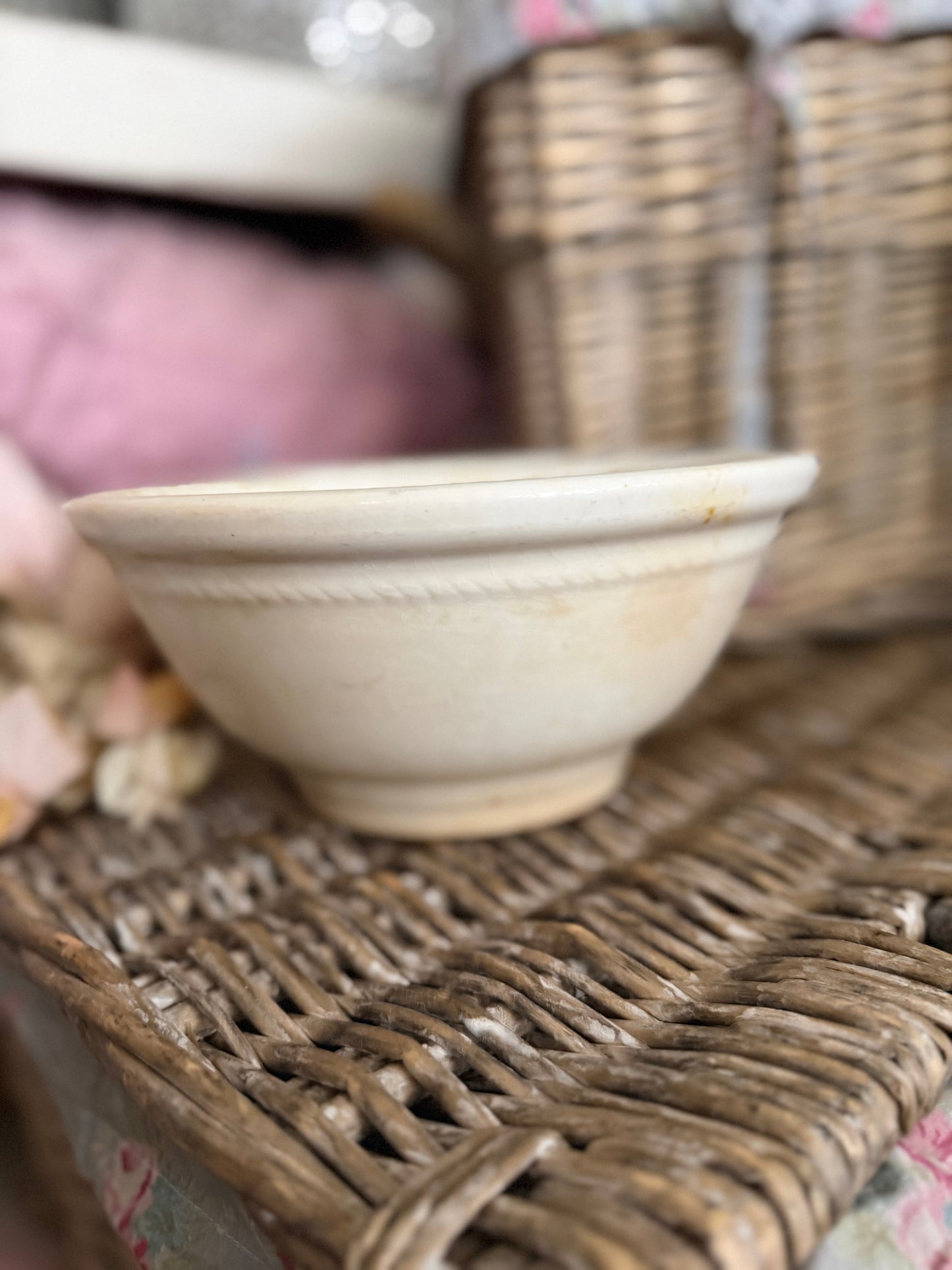 Antique Timeworn Ironstone Bowl