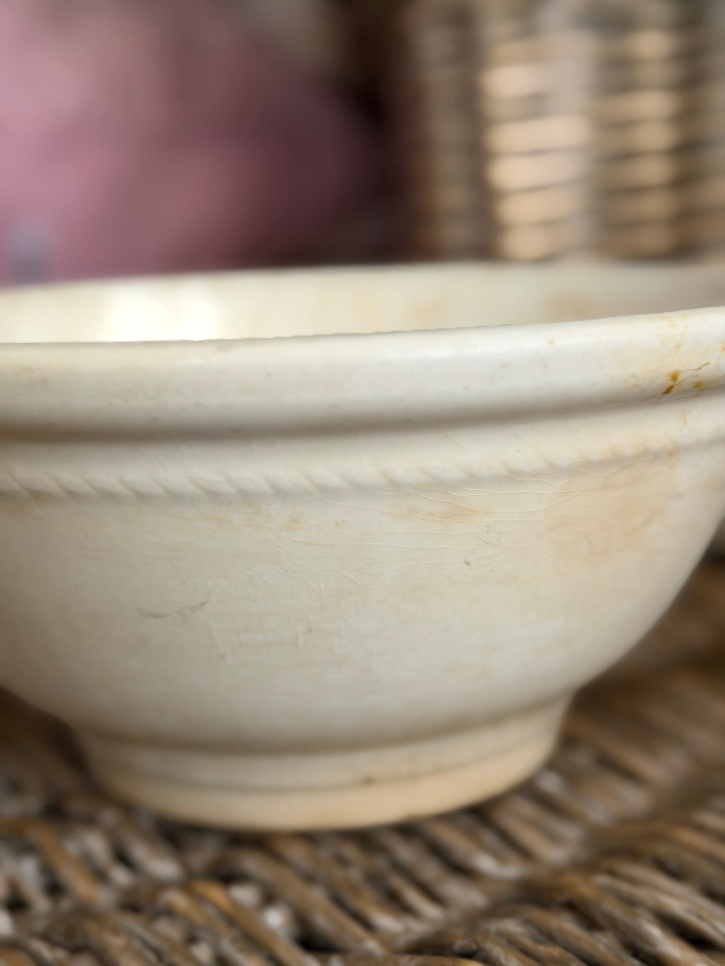 Antique Timeworn Ironstone Bowl