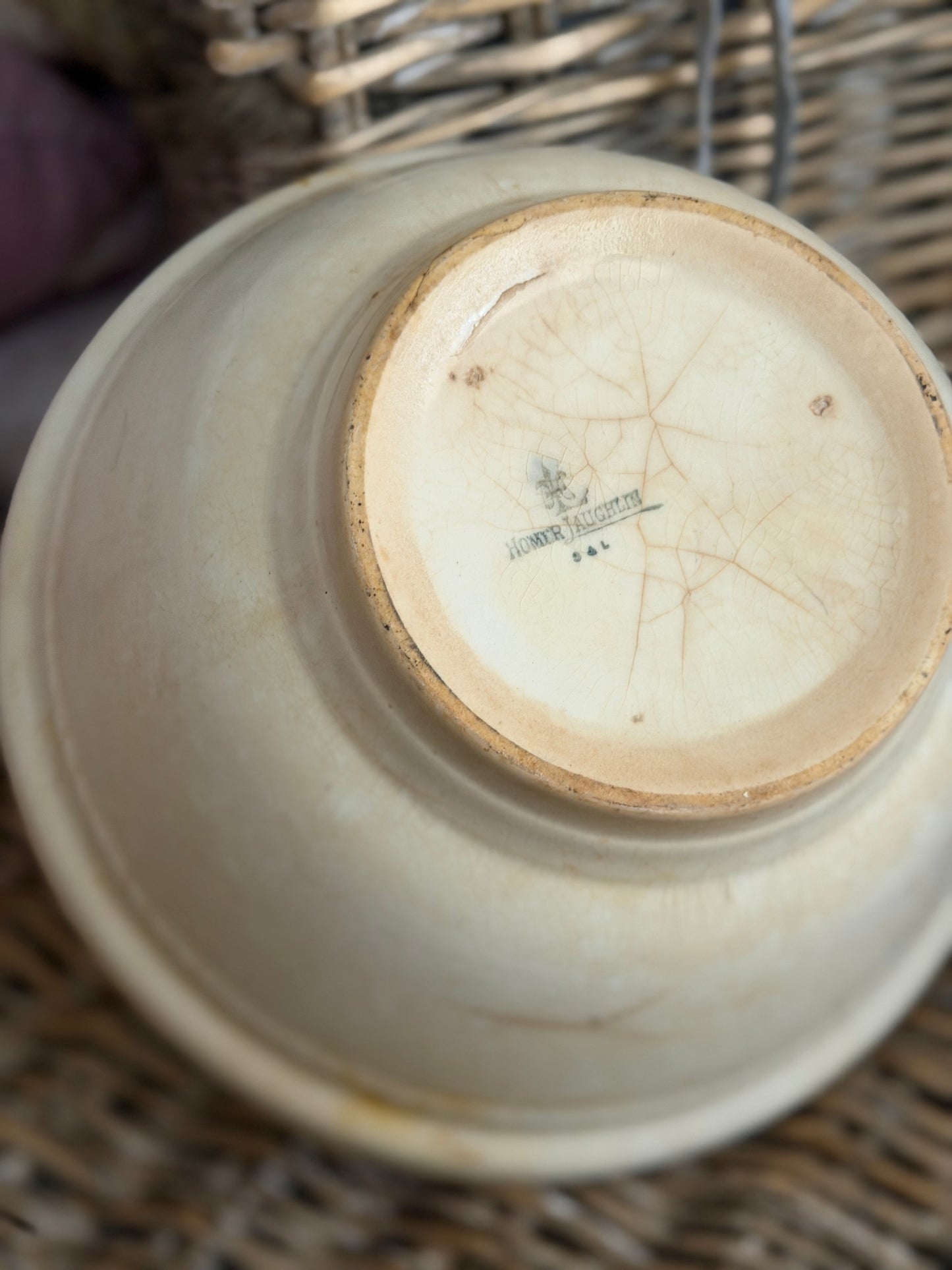 Antique Timeworn Ironstone Bowl