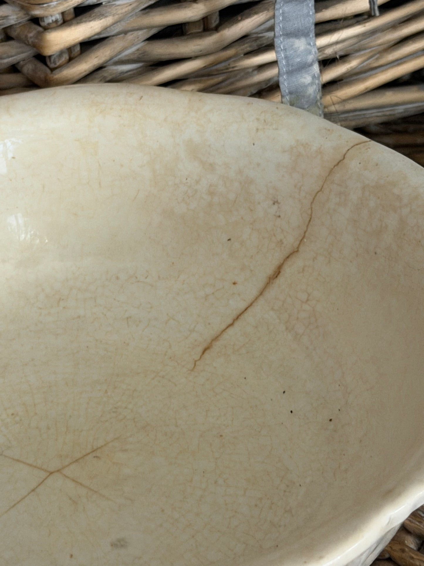 Antique 19th C English Timeworn Ironstone Bowl