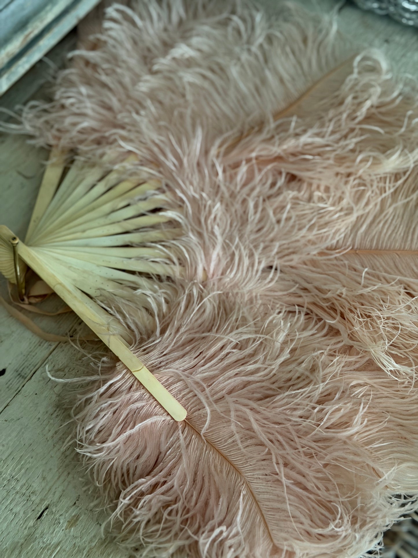 Antique Victorian Pink Feather Fan