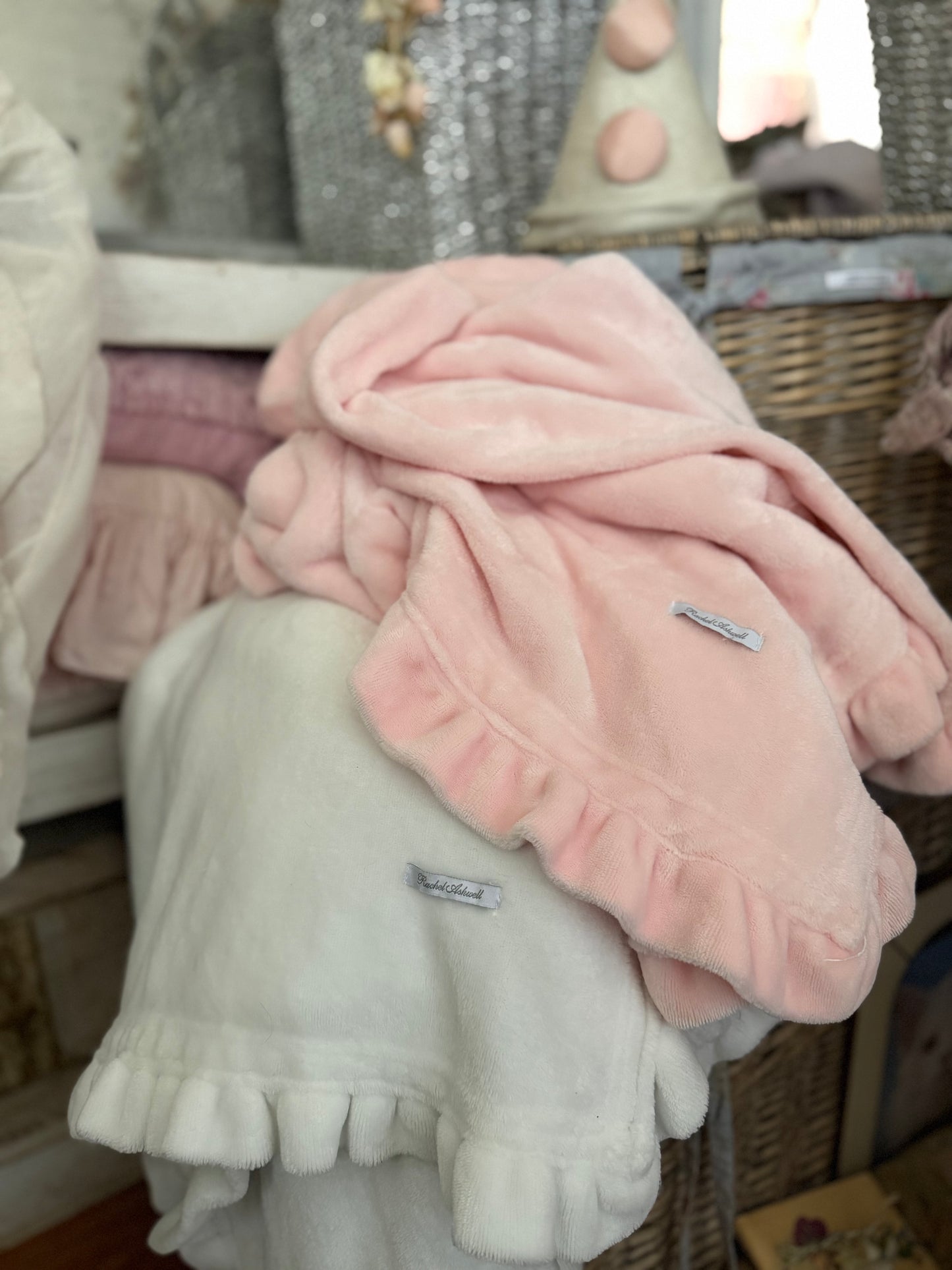 Rachel Ashwell Ruffled Velvet Throw Blanket