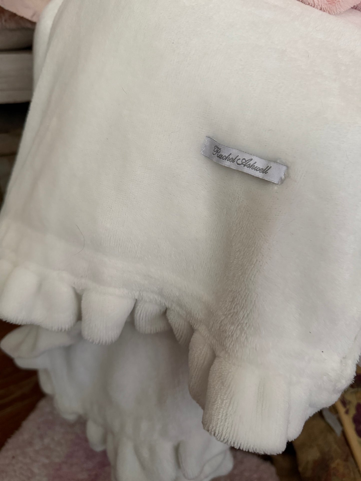 Rachel Ashwell Ruffled Velvet Throw Blanket