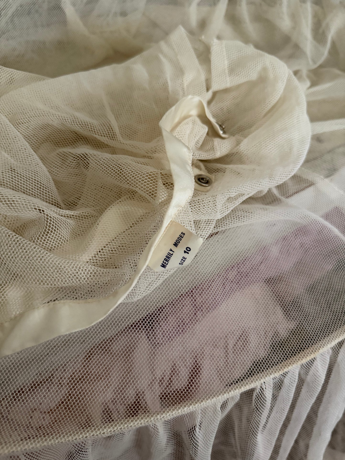 Antique White Net Lace Ruffle Petticoat Hoop Skirt