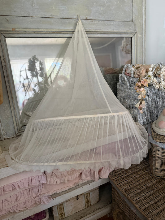 Antique White Net Lace Ruffle Petticoat Hoop Skirt