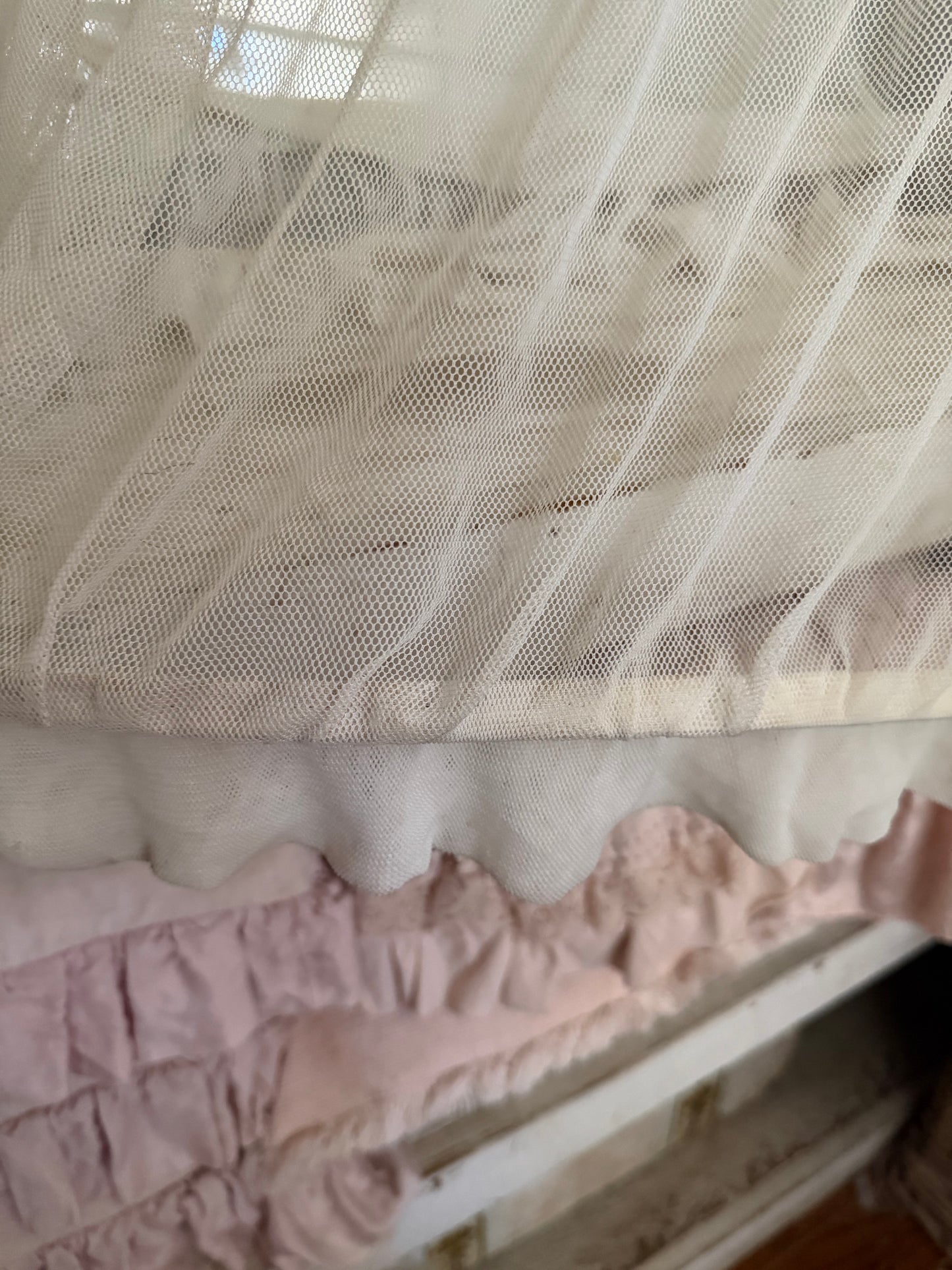Antique White Net Lace Ruffle Petticoat Hoop Skirt