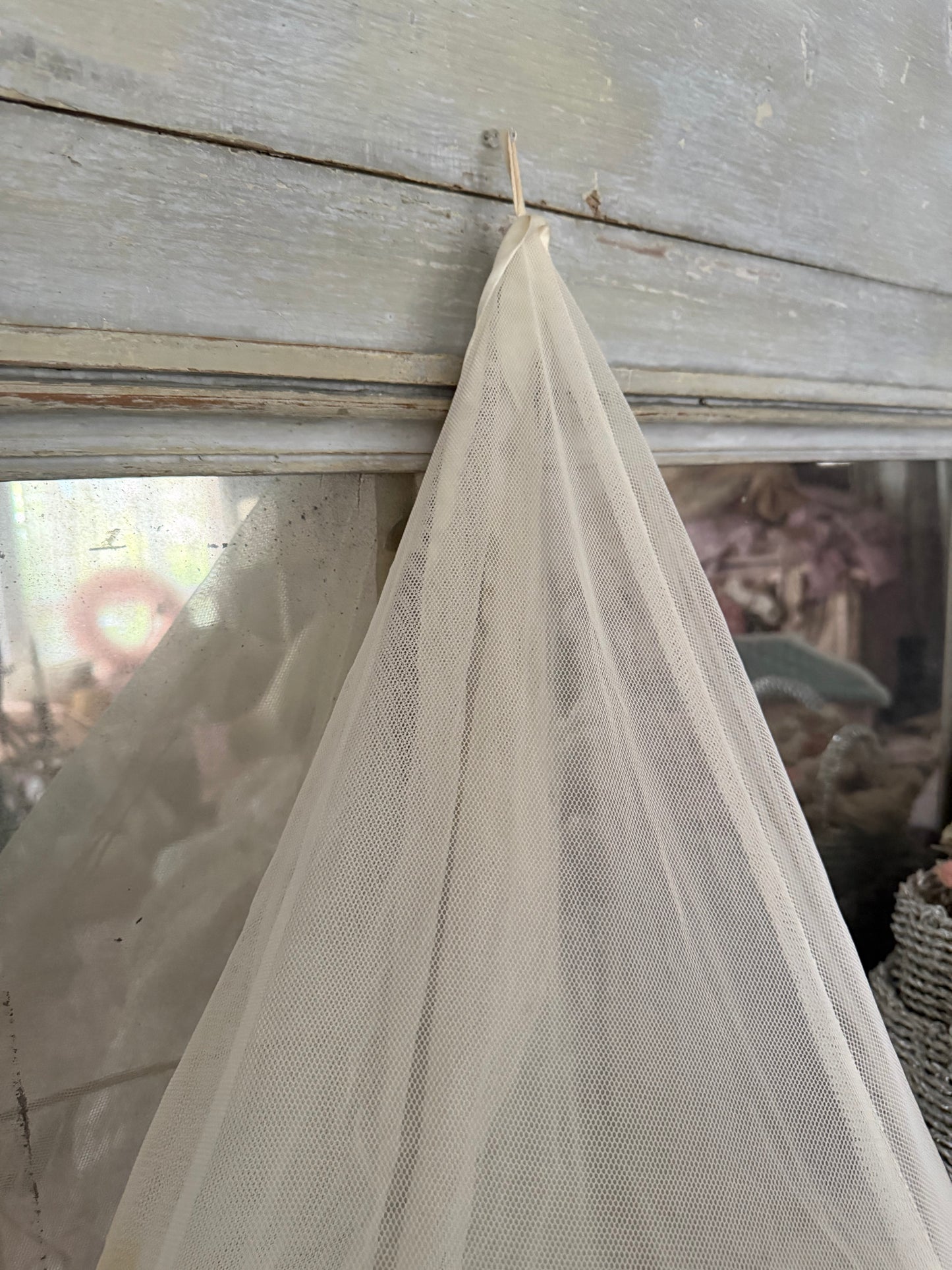 Antique White Net Lace Ruffle Petticoat Hoop Skirt