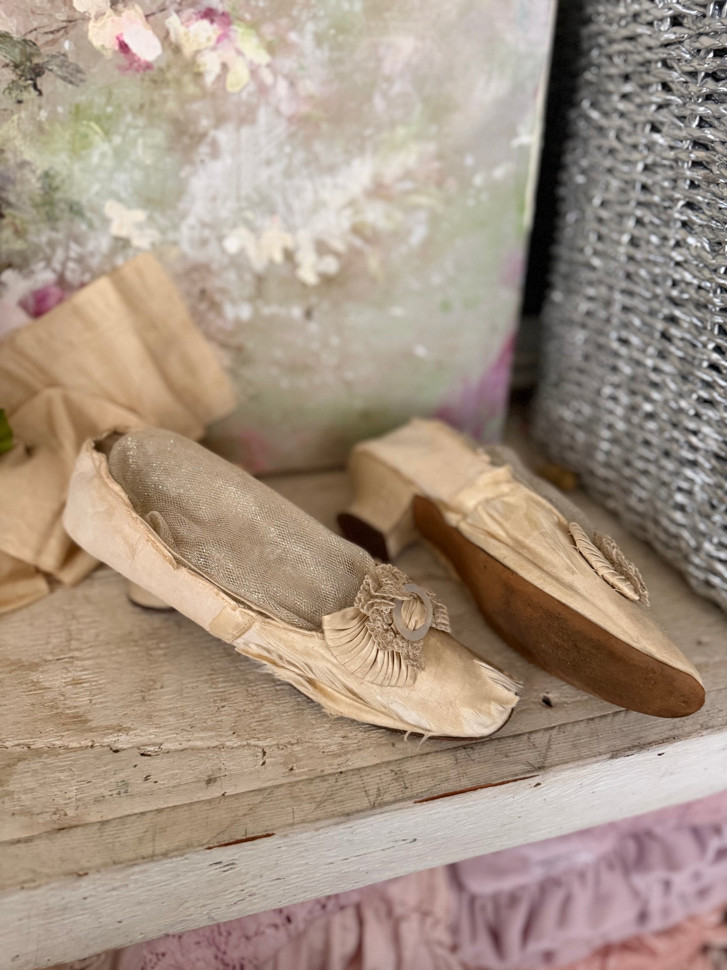 Antique 19th Century Silk Shoes