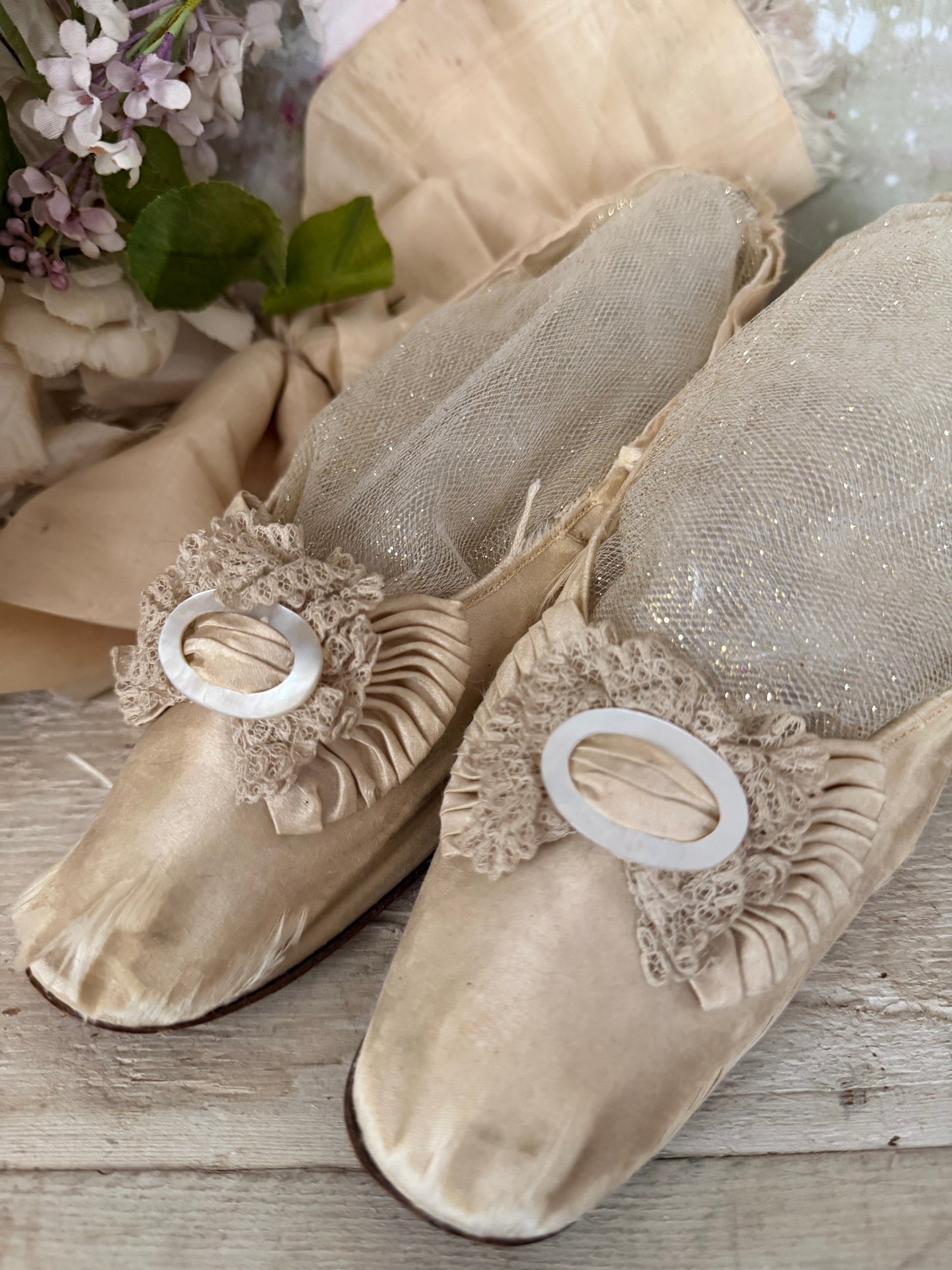 Antique 19th Century Silk Shoes