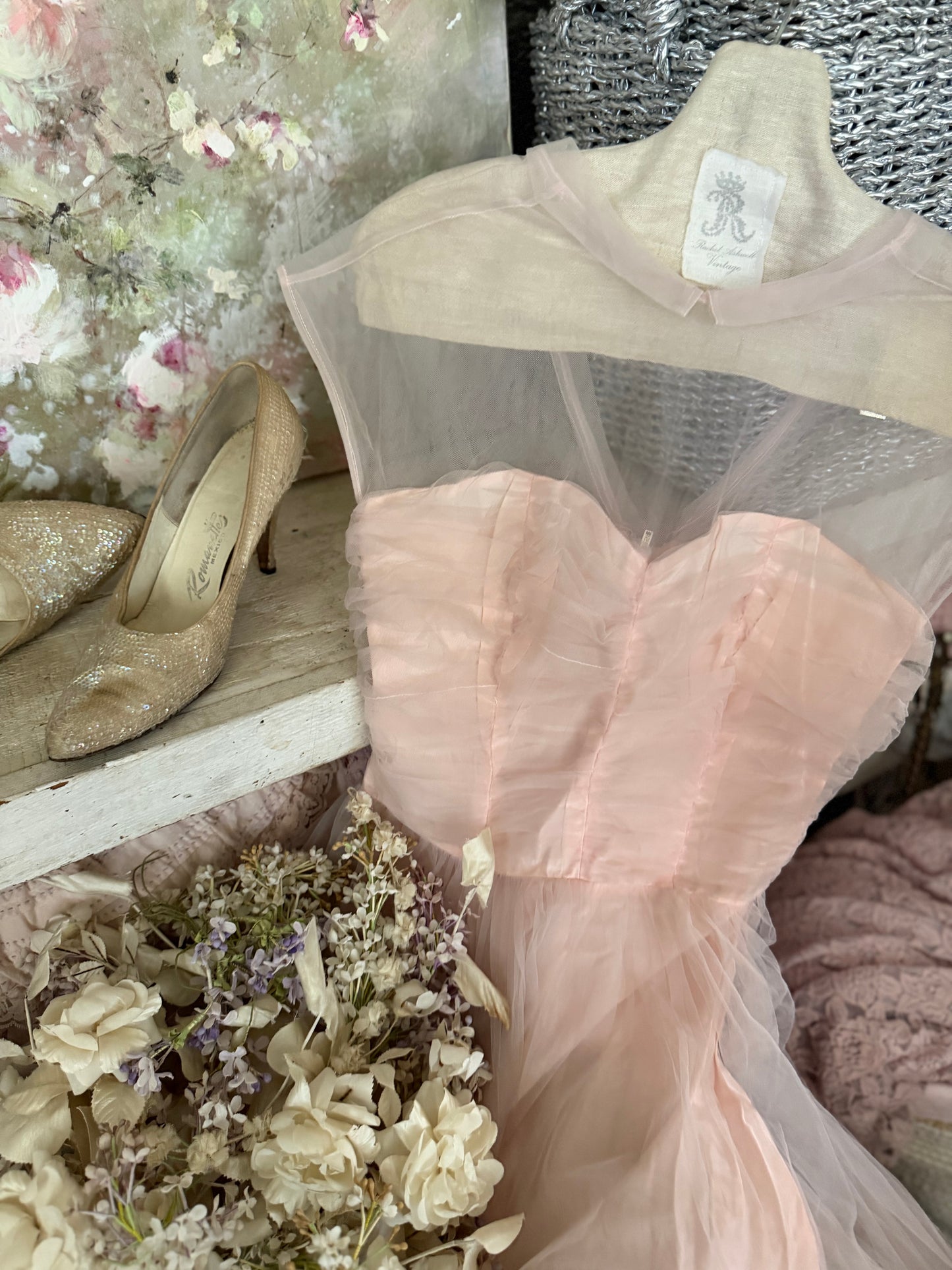 Vintage Pink Prom Dress