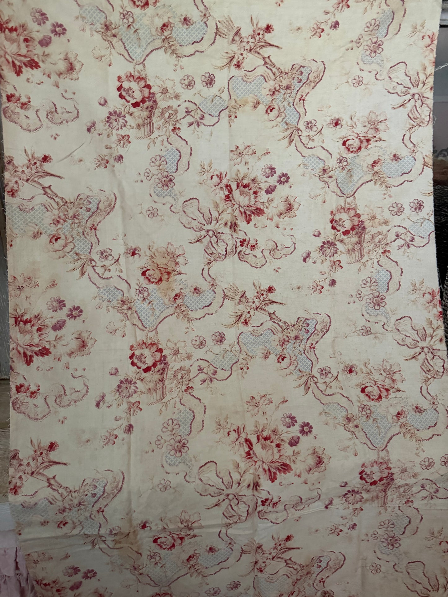 Antique French Fabric Faded Mauve Ribbon Bows
