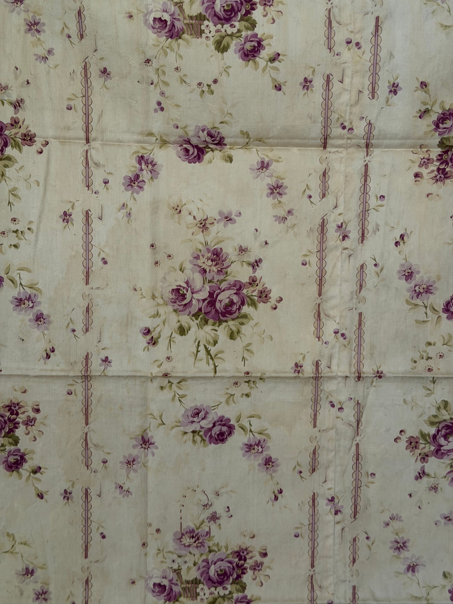 Antique French Fabric Lavender Roses