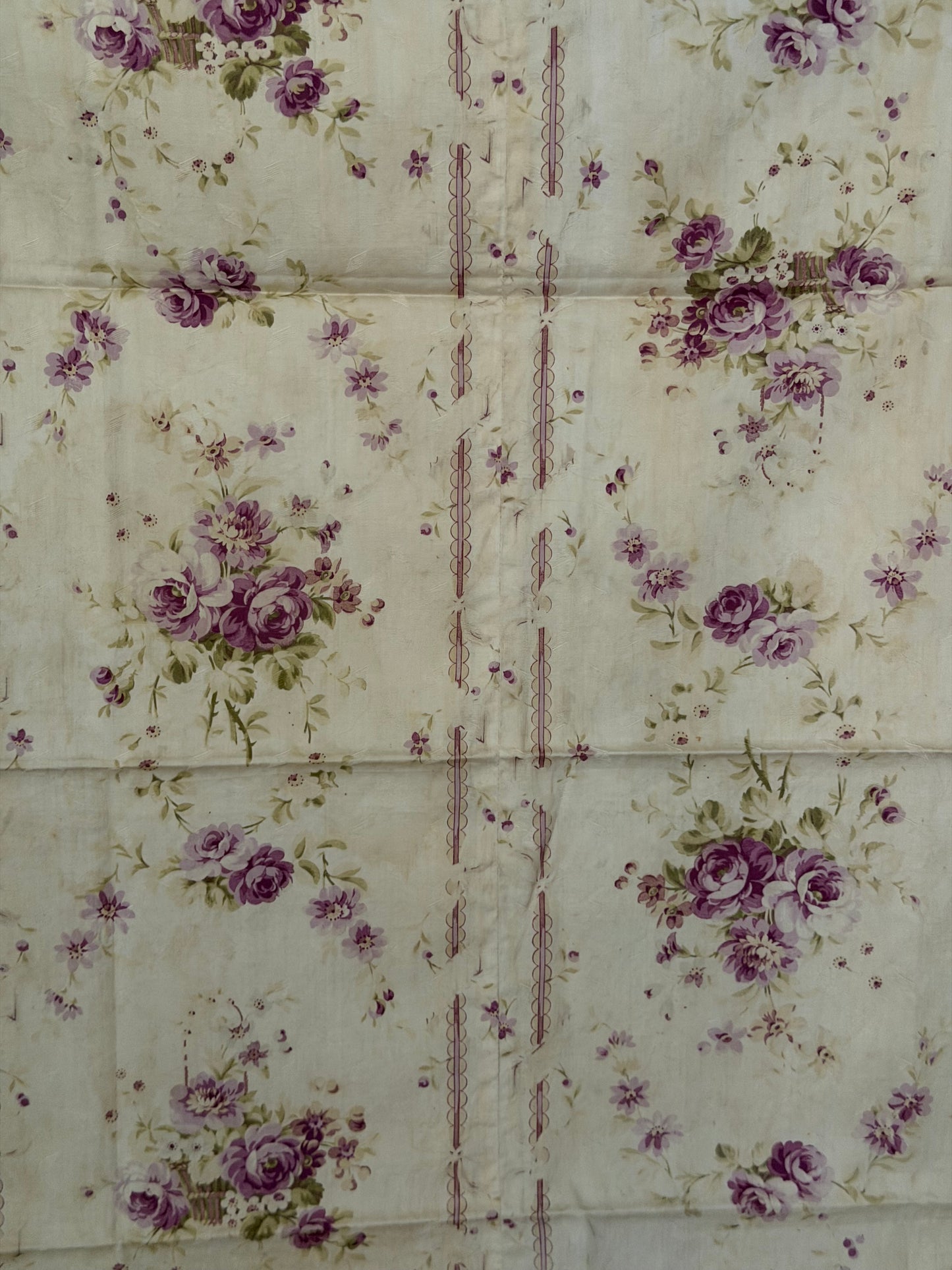Antique French Fabric Lavender Roses