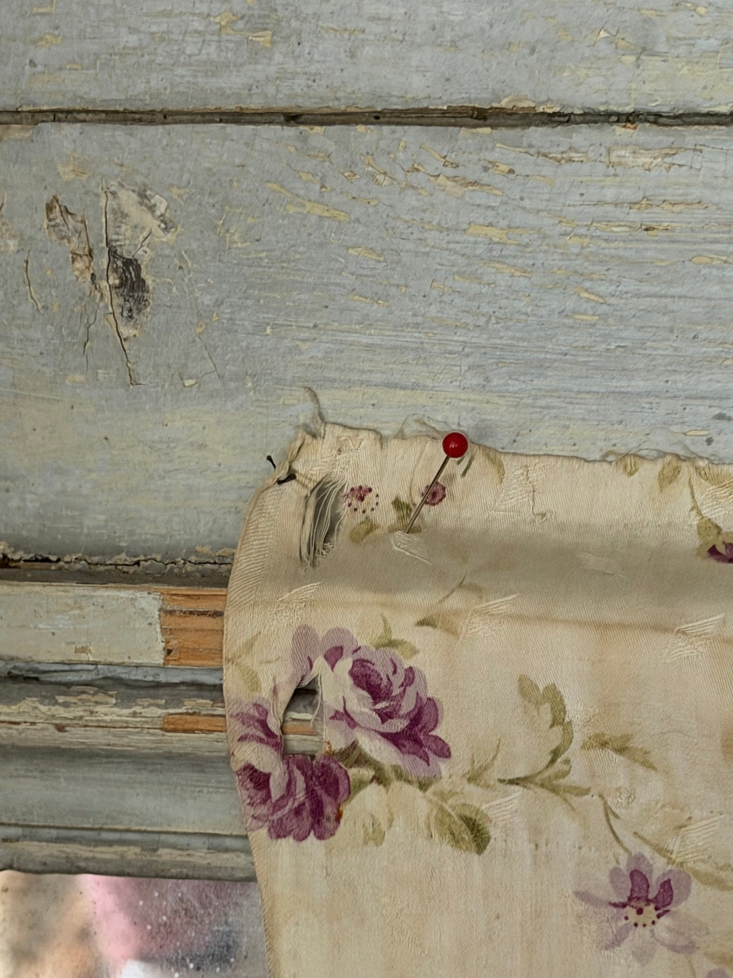 Antique French Fabric Lavender Roses