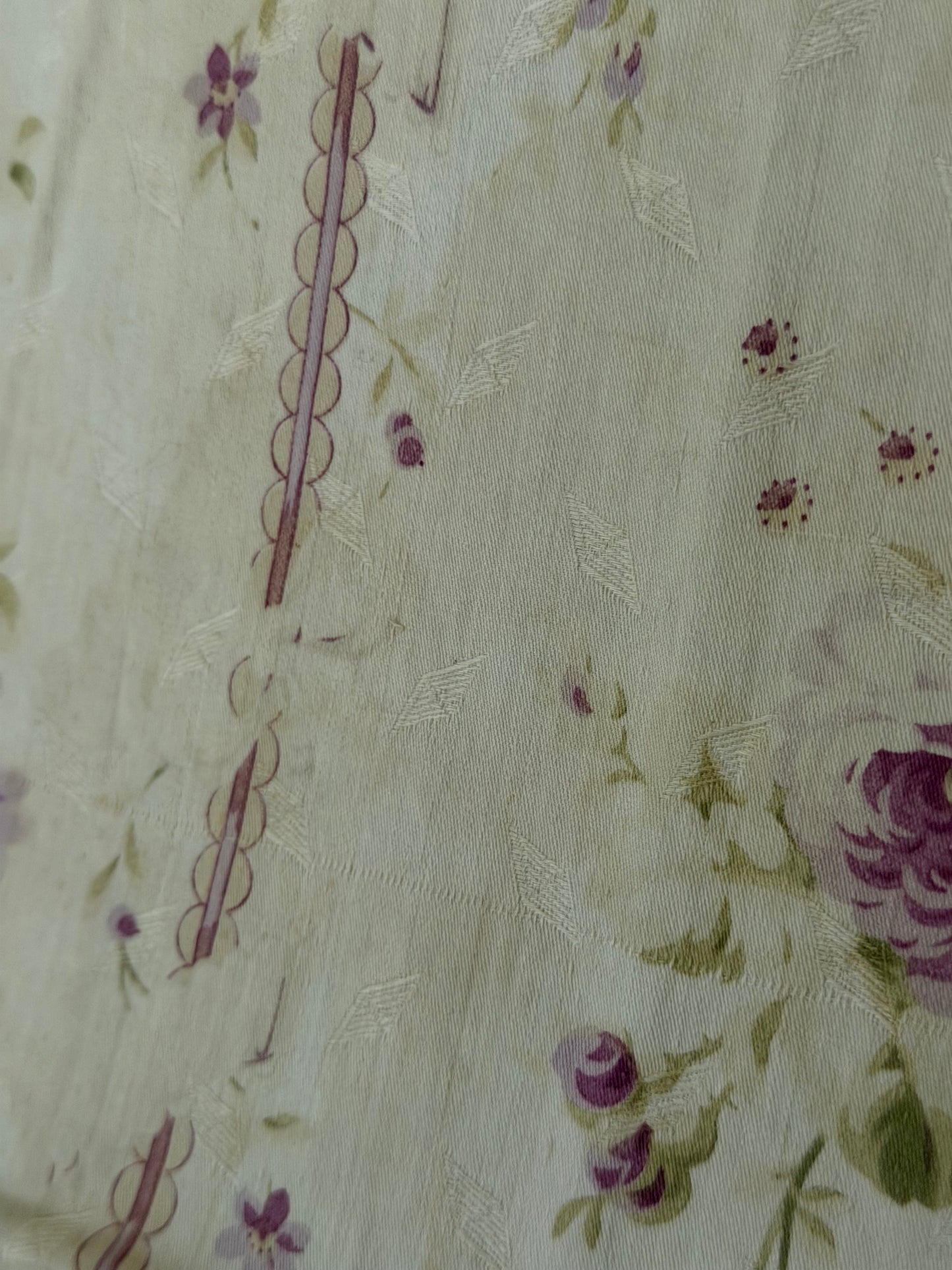 Antique French Fabric Lavender Roses