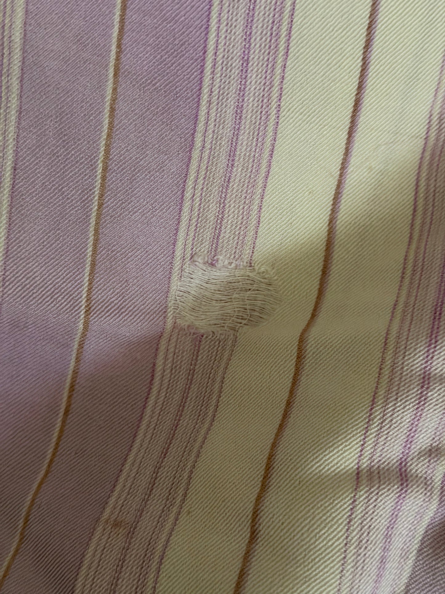 Antique Lavender White Stripe Silk Fringe Shawl