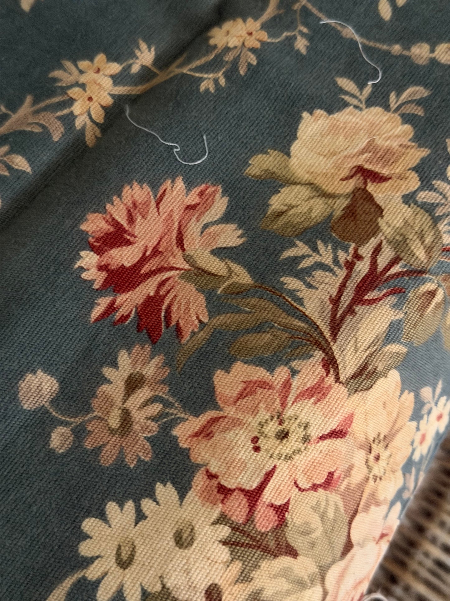 Antique French Fabric Dusty Blue Floral