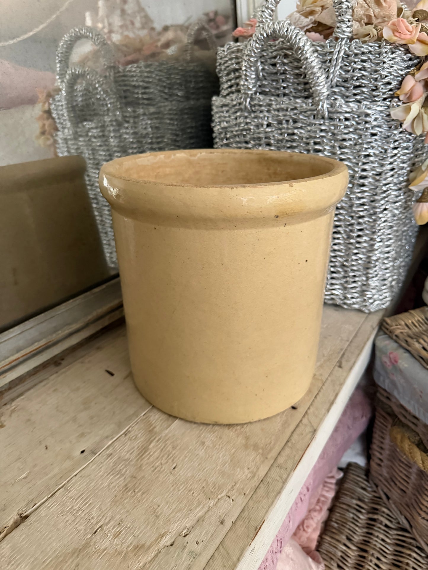 Antique Stoneware Crock With Heart