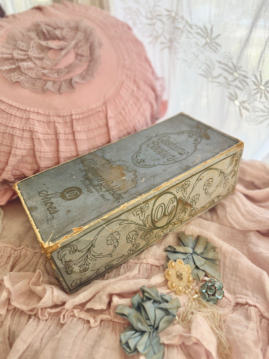 Antique Timeworn Blue Shoe Box