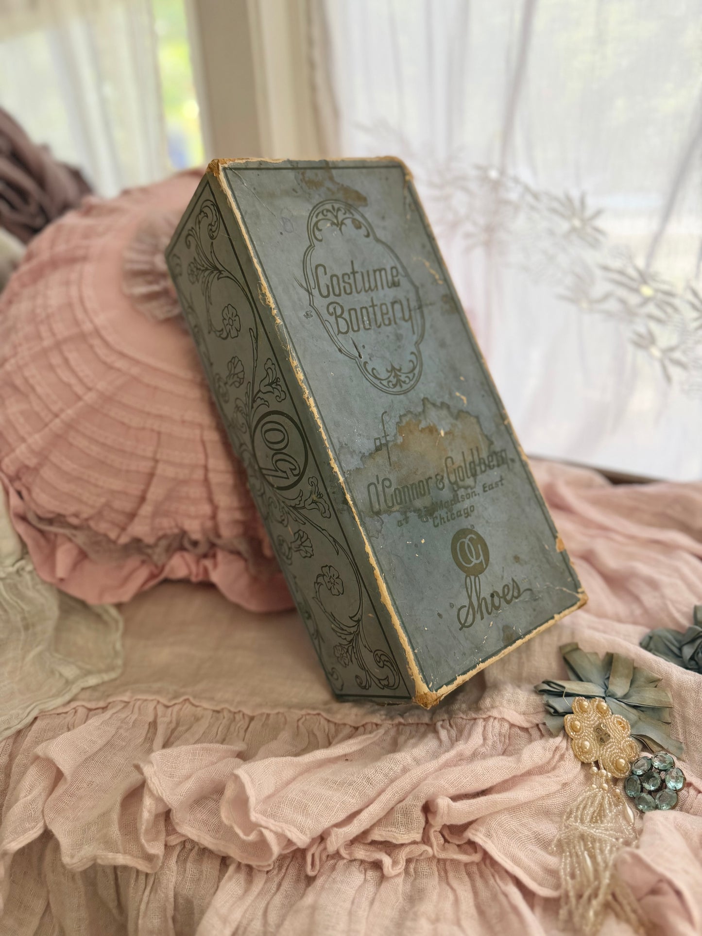 Antique Timeworn Blue Shoe Box