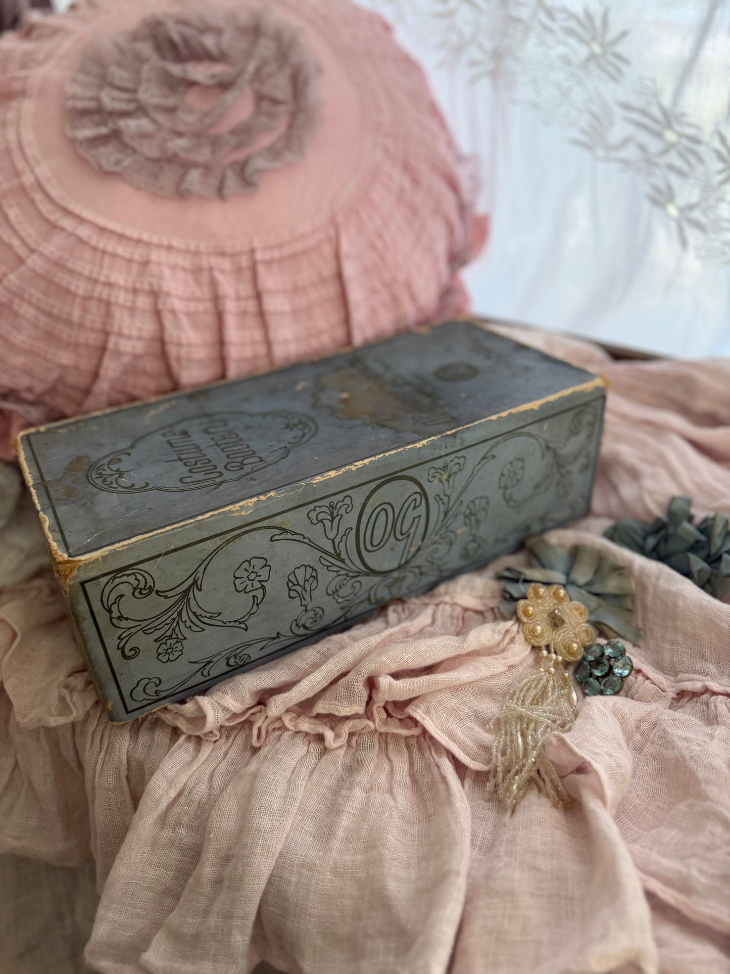 Antique Timeworn Blue Shoe Box