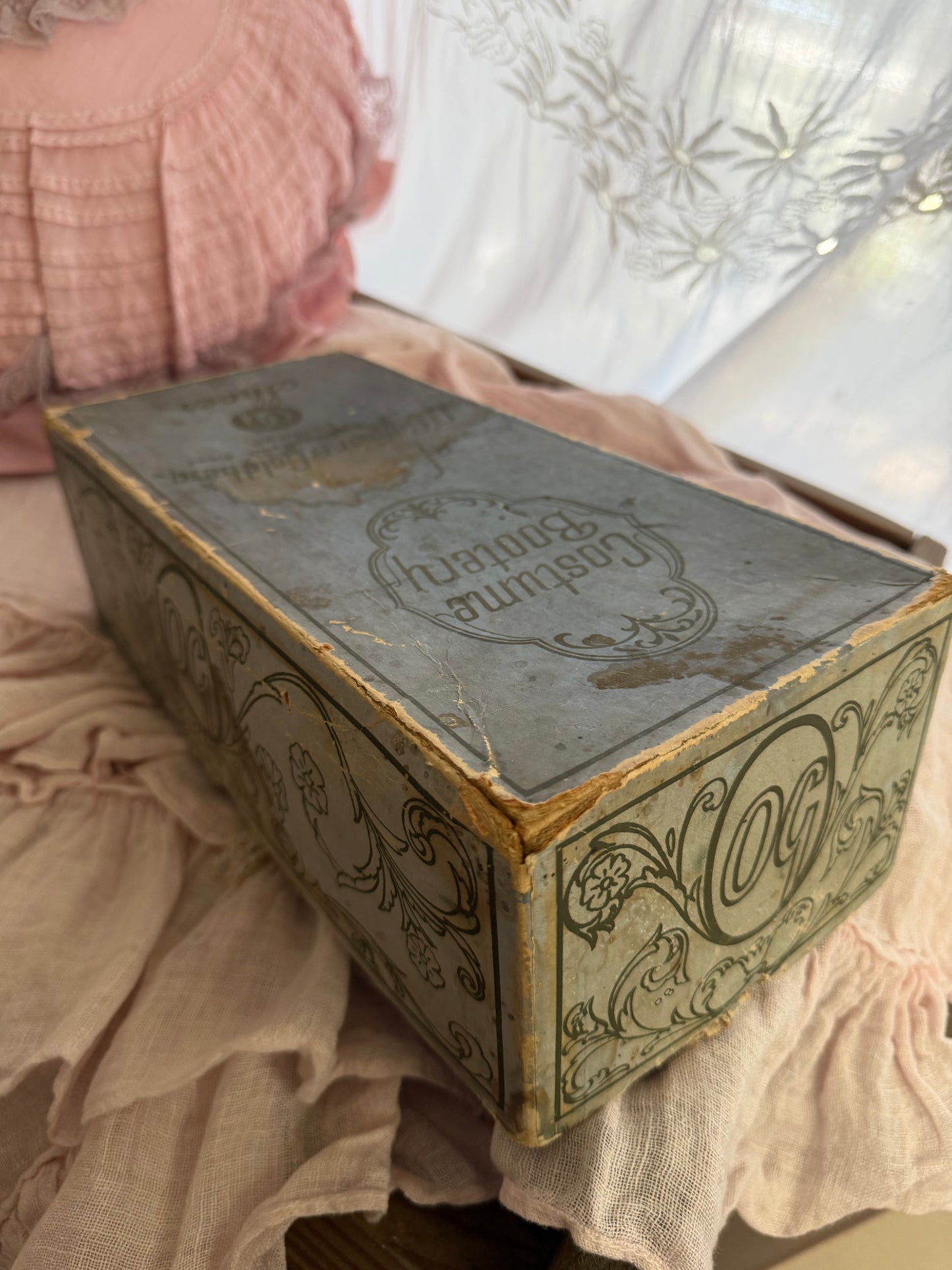 Antique Timeworn Blue Shoe Box