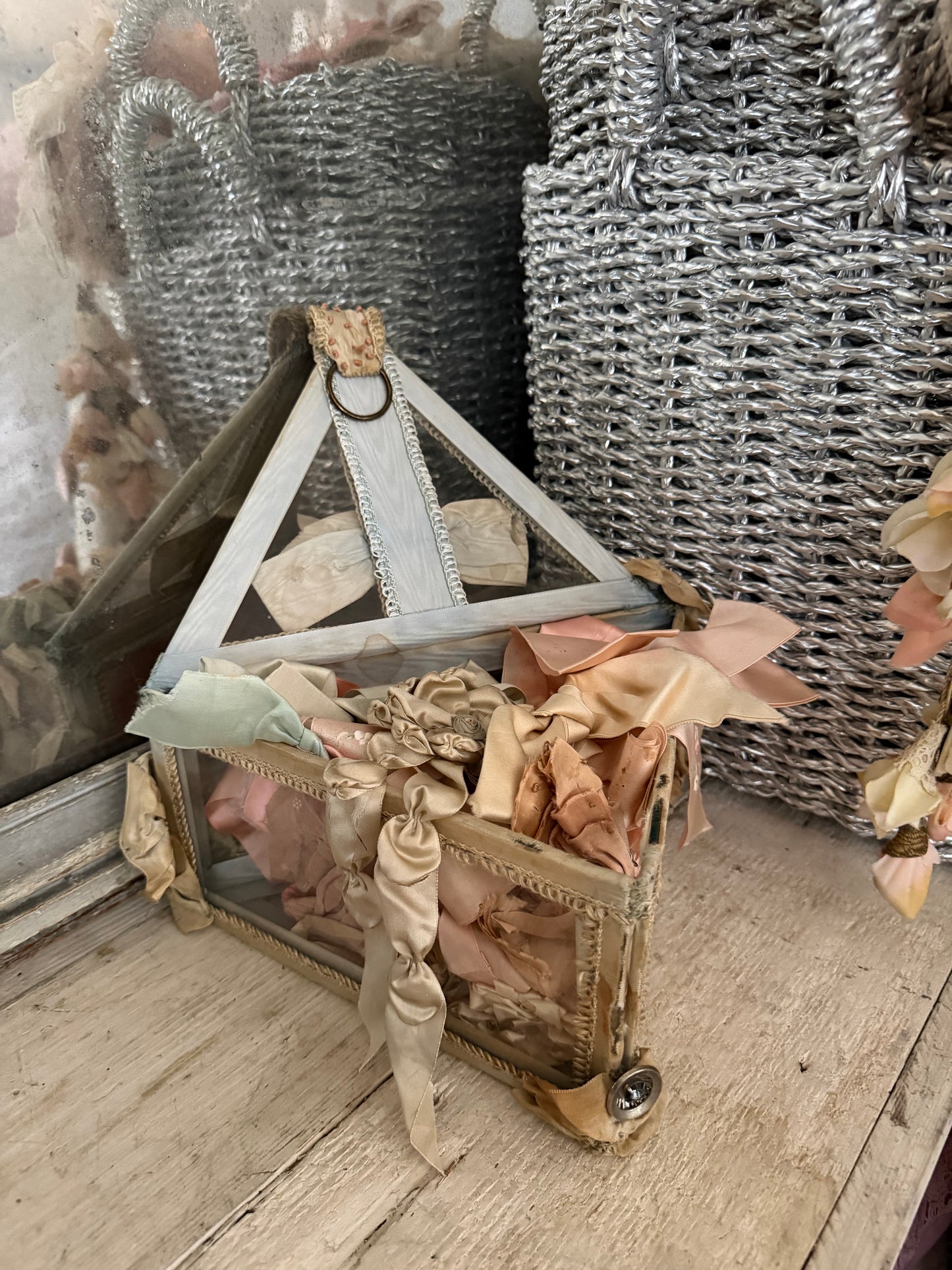 Antique Glass Ribbon Boudoir Box
