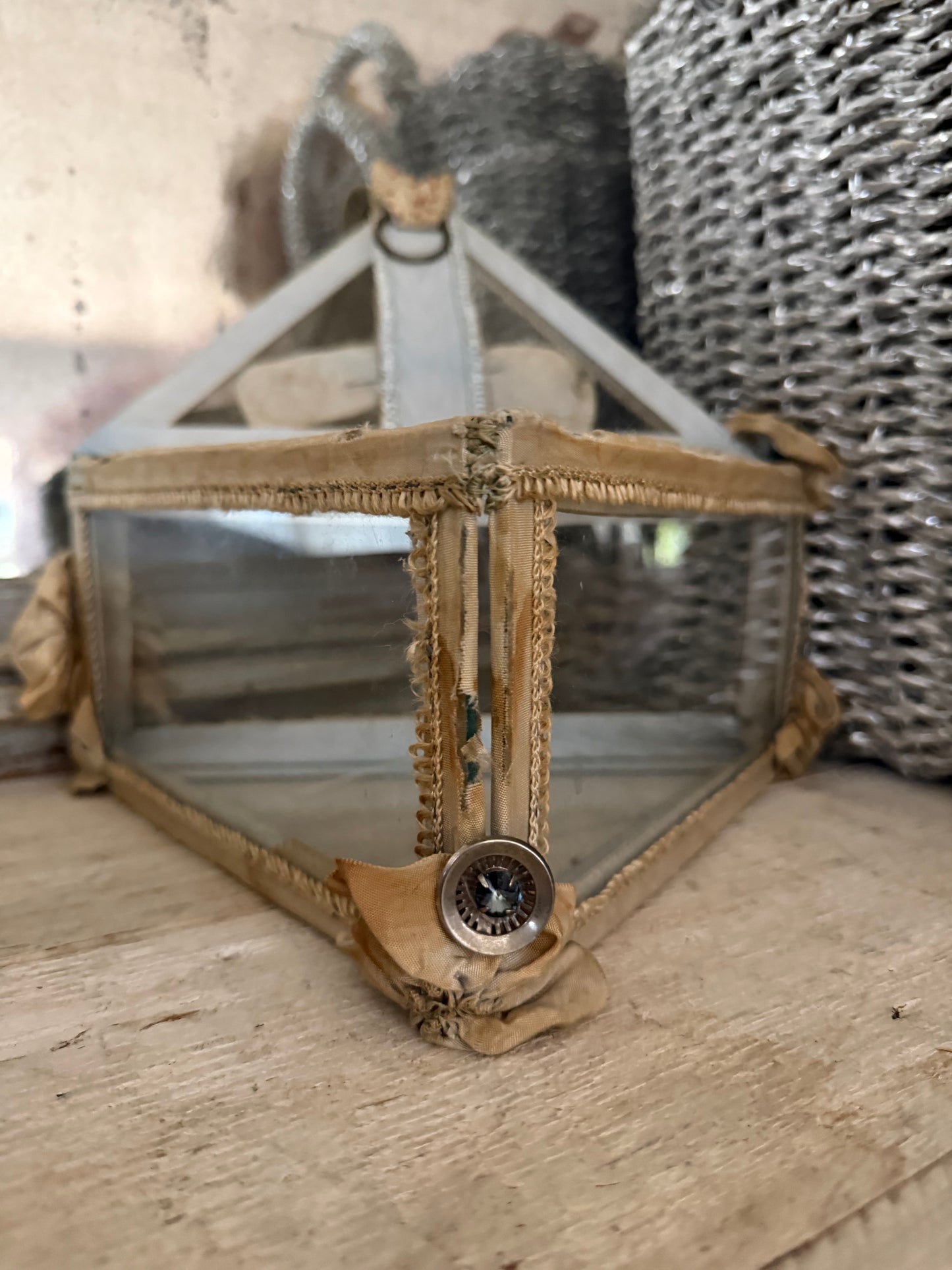 Antique Glass Ribbon Boudoir Box