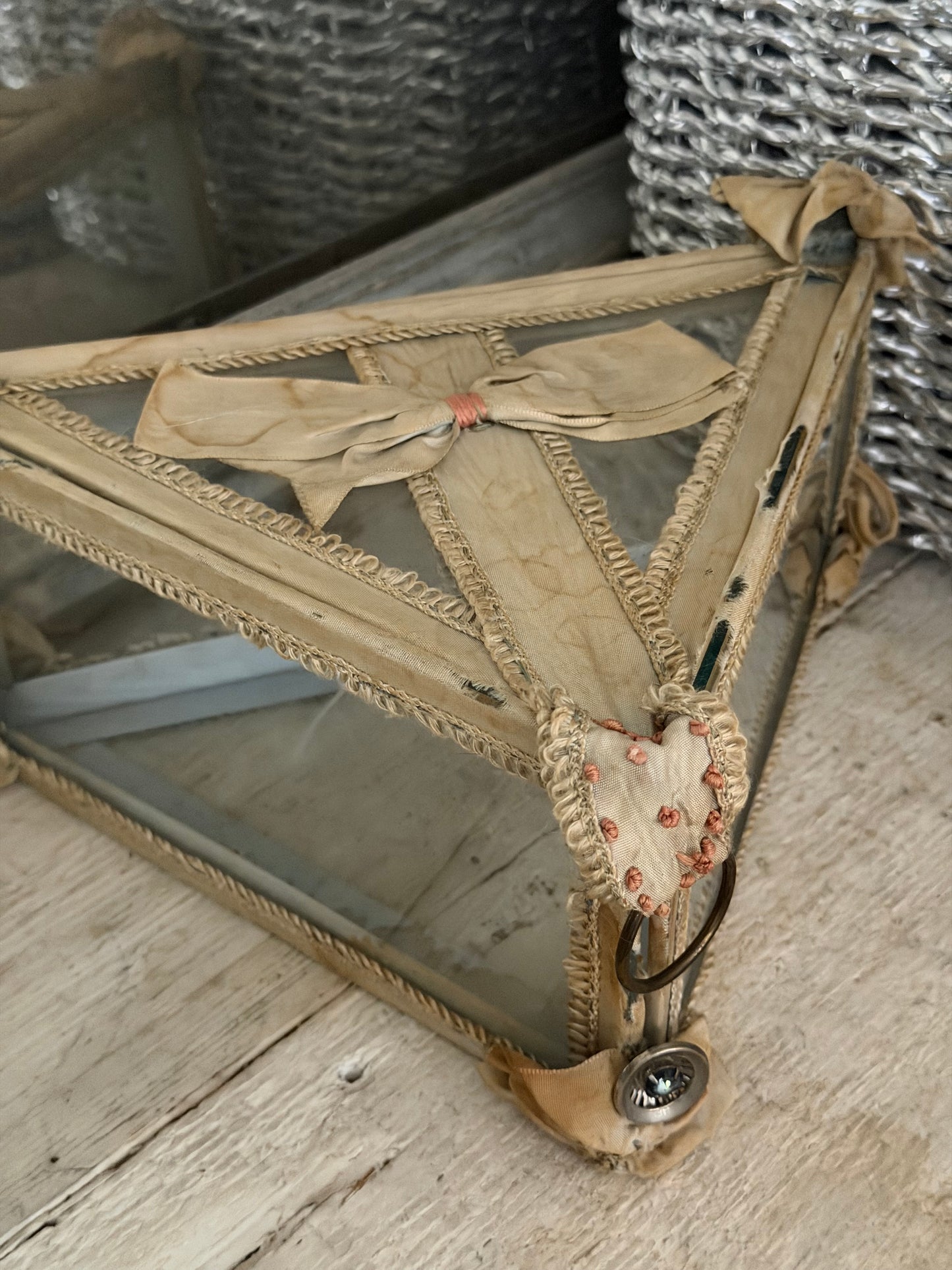 Antique Glass Ribbon Boudoir Box