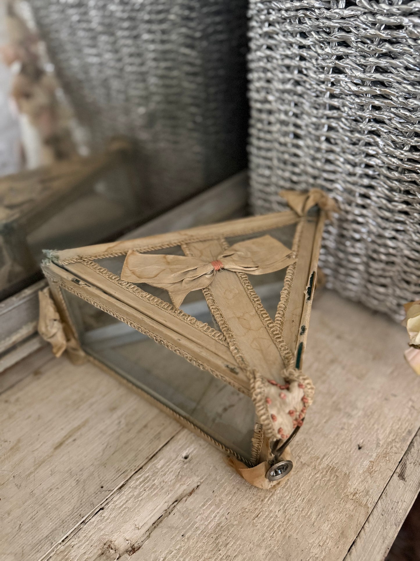 Antique Glass Ribbon Boudoir Box