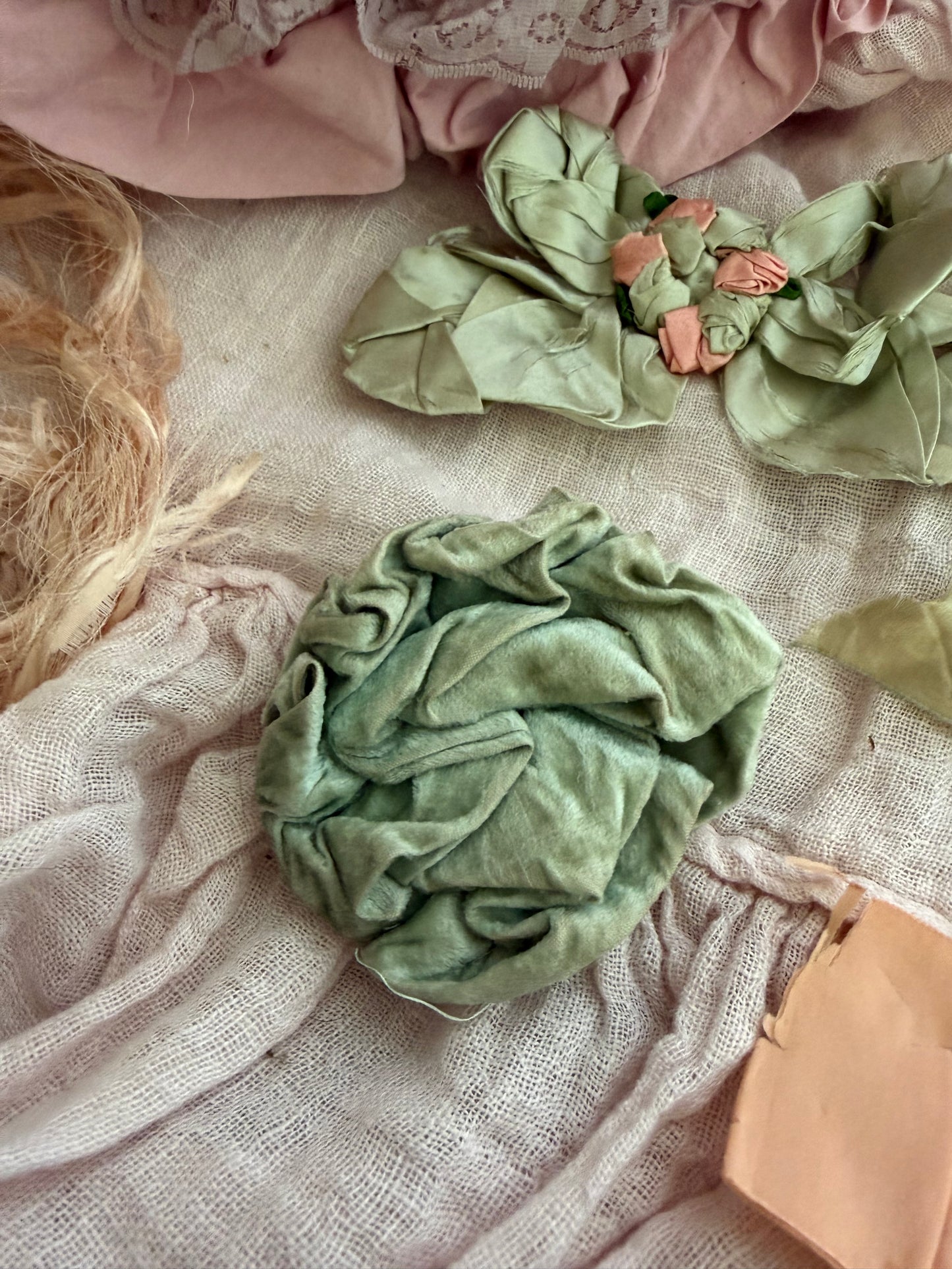 Collection Antique Pink Blue Silk Ribbonwork Bows