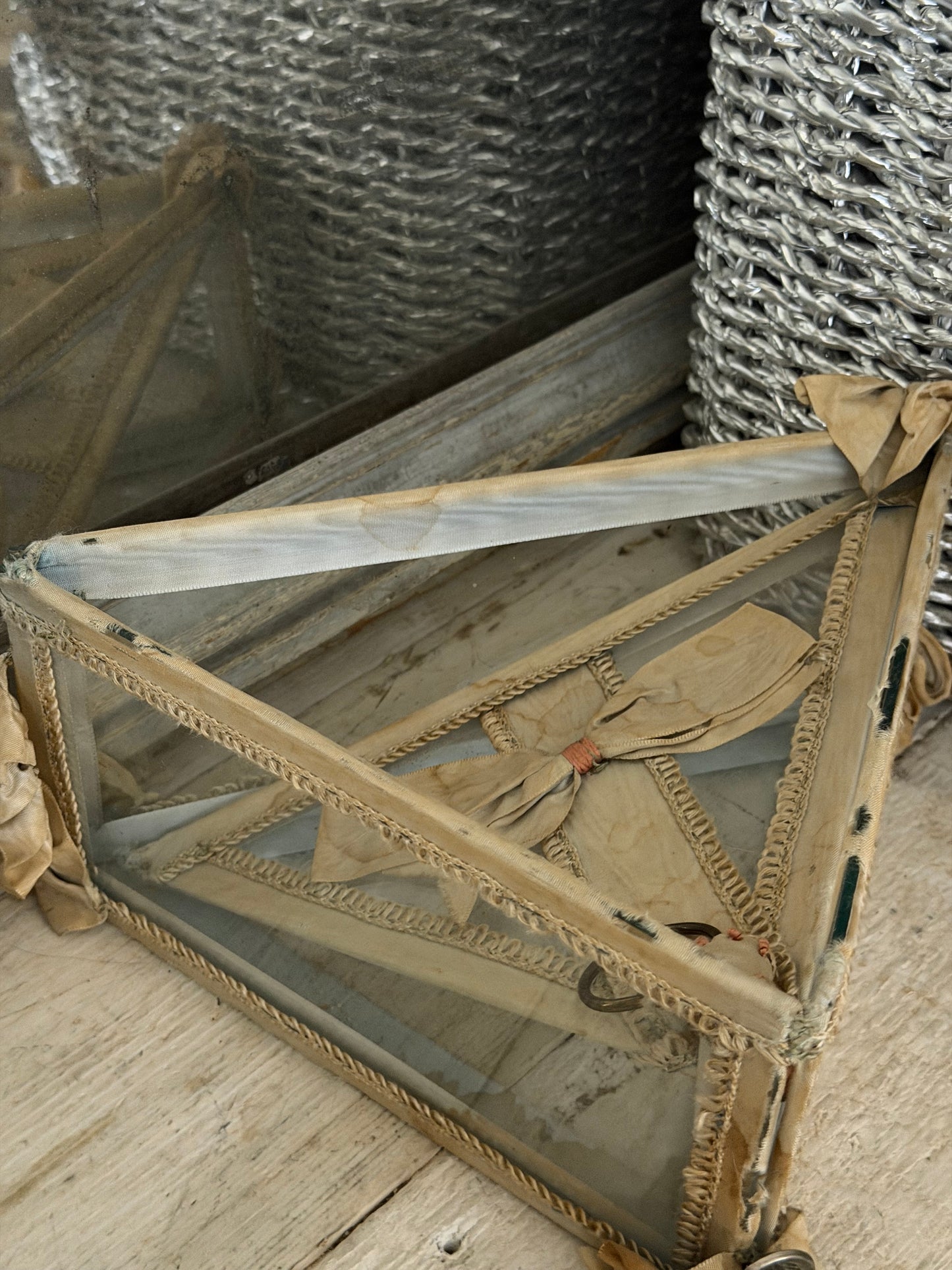 Antique Glass Ribbon Boudoir Box
