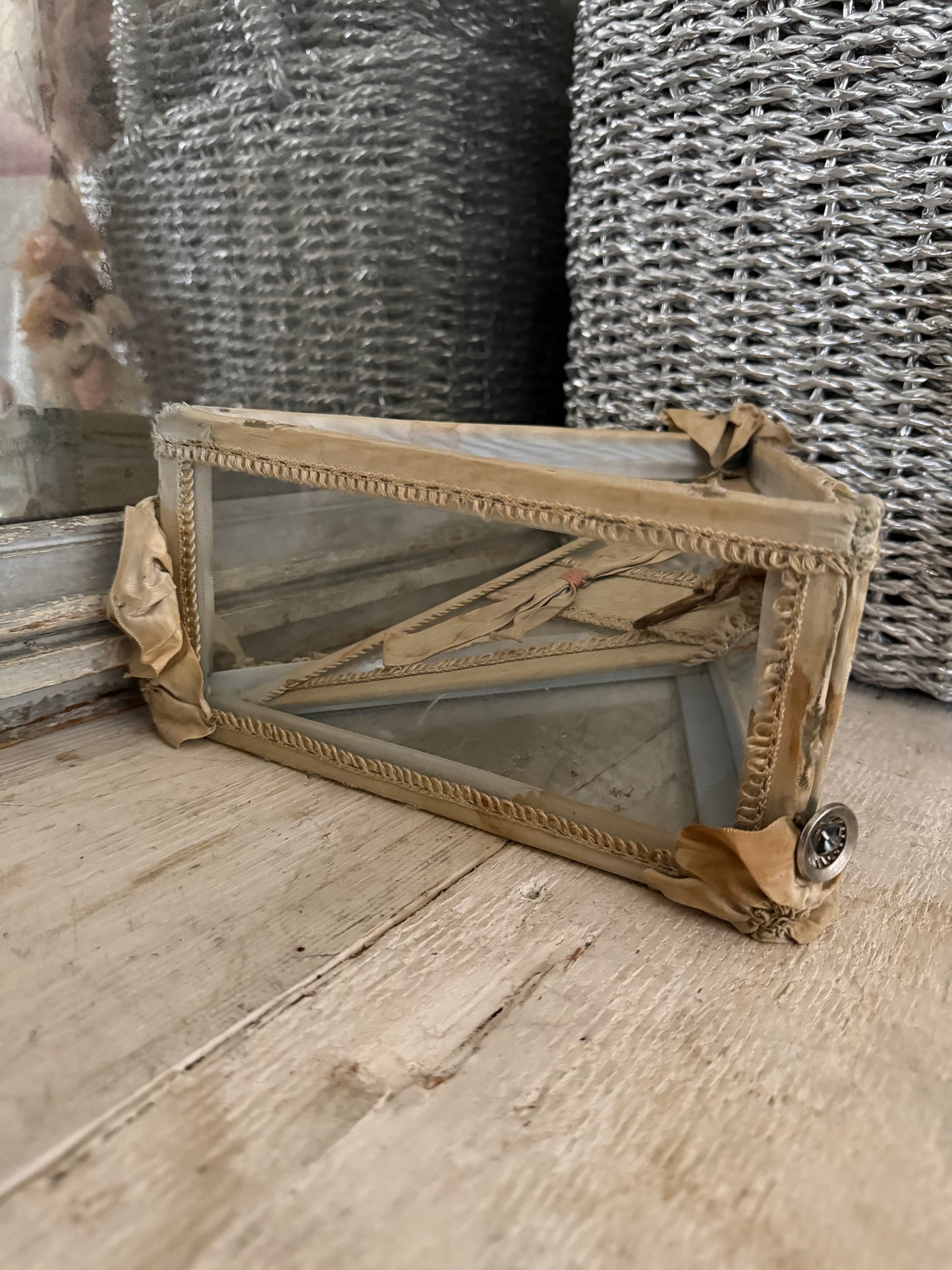 Antique Glass Ribbon Boudoir Box