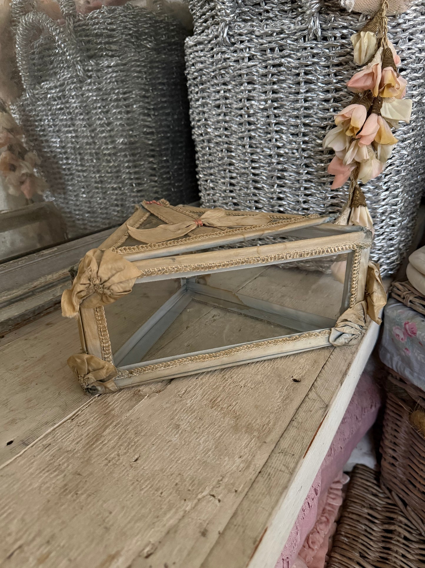 Antique Glass Ribbon Boudoir Box