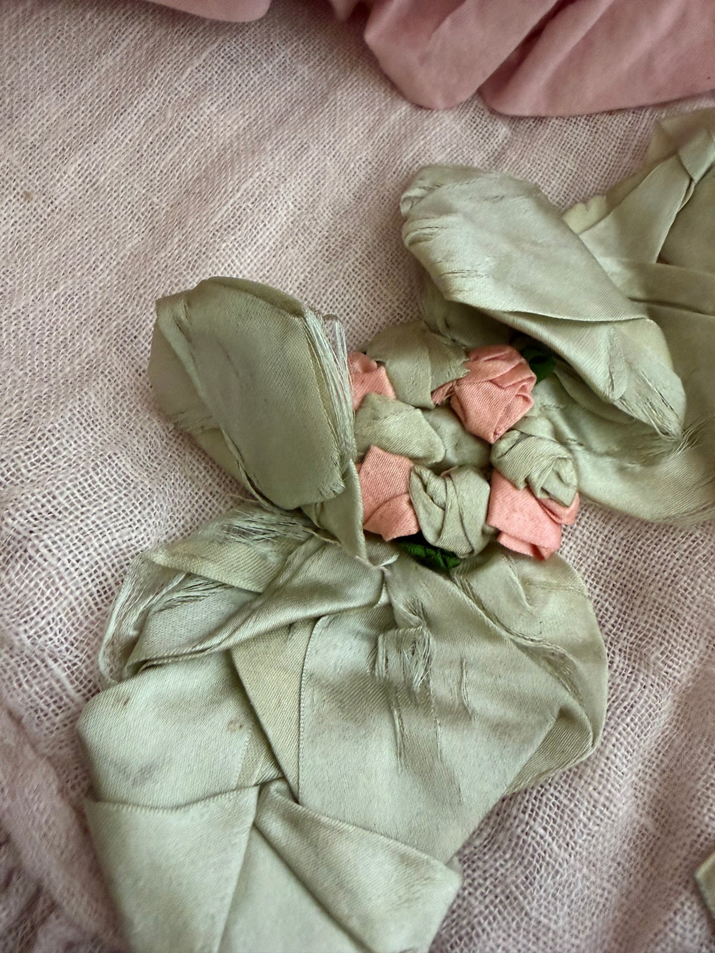 Collection Antique Pink Blue Silk Ribbonwork Bows