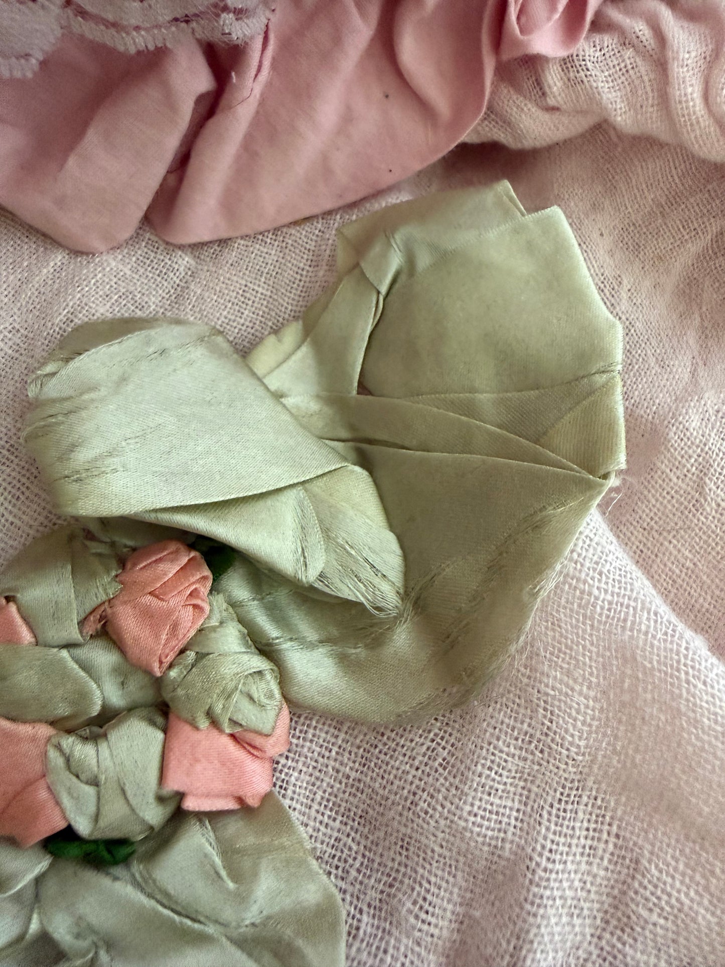 Collection Antique Pink Blue Silk Ribbonwork Bows