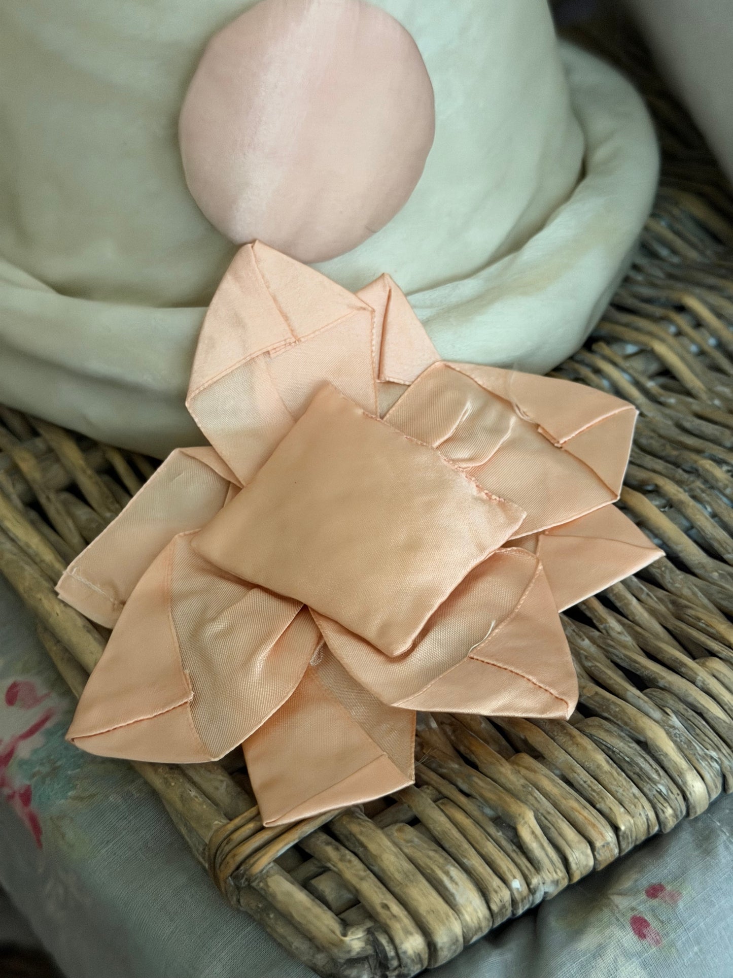 Antique Pink Millinery Silk Ribbon Bow Applique