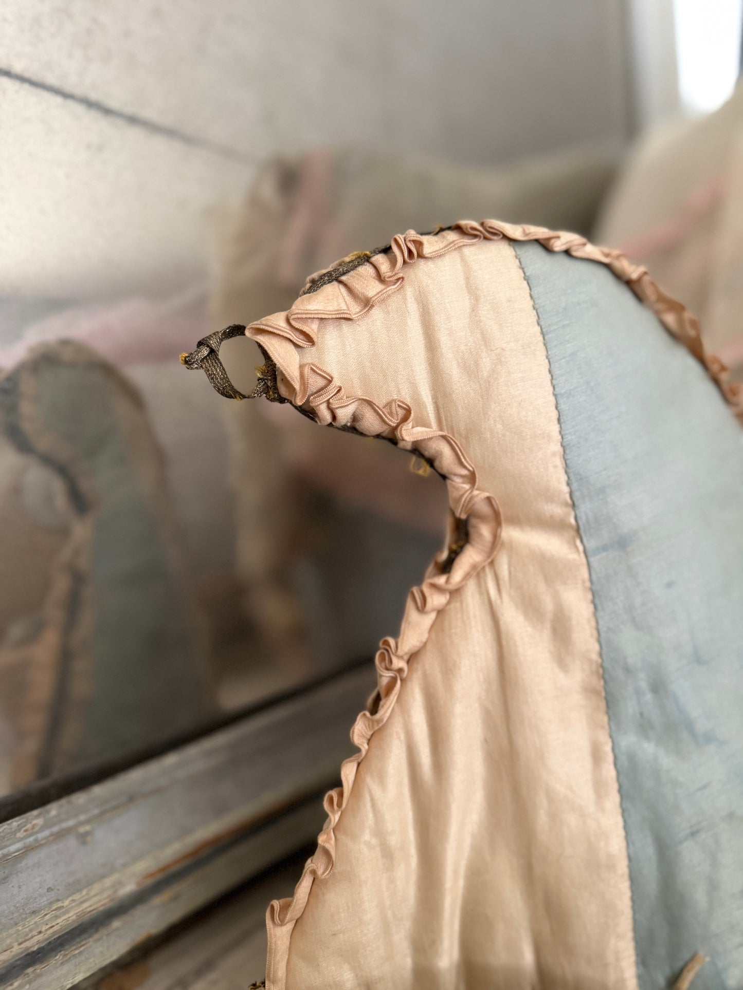 Antique French Blue Silk Jester Costume Hat