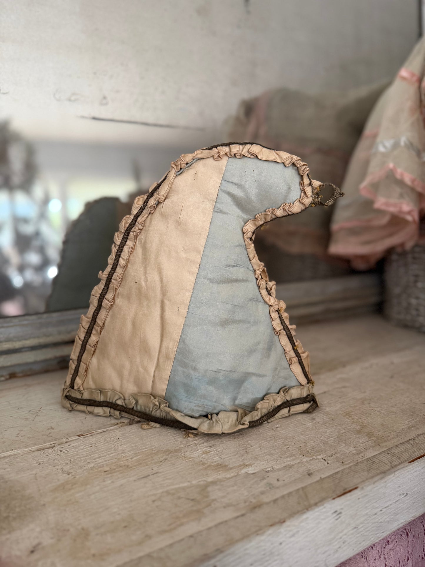 Antique French Blue Silk Jester Costume Hat