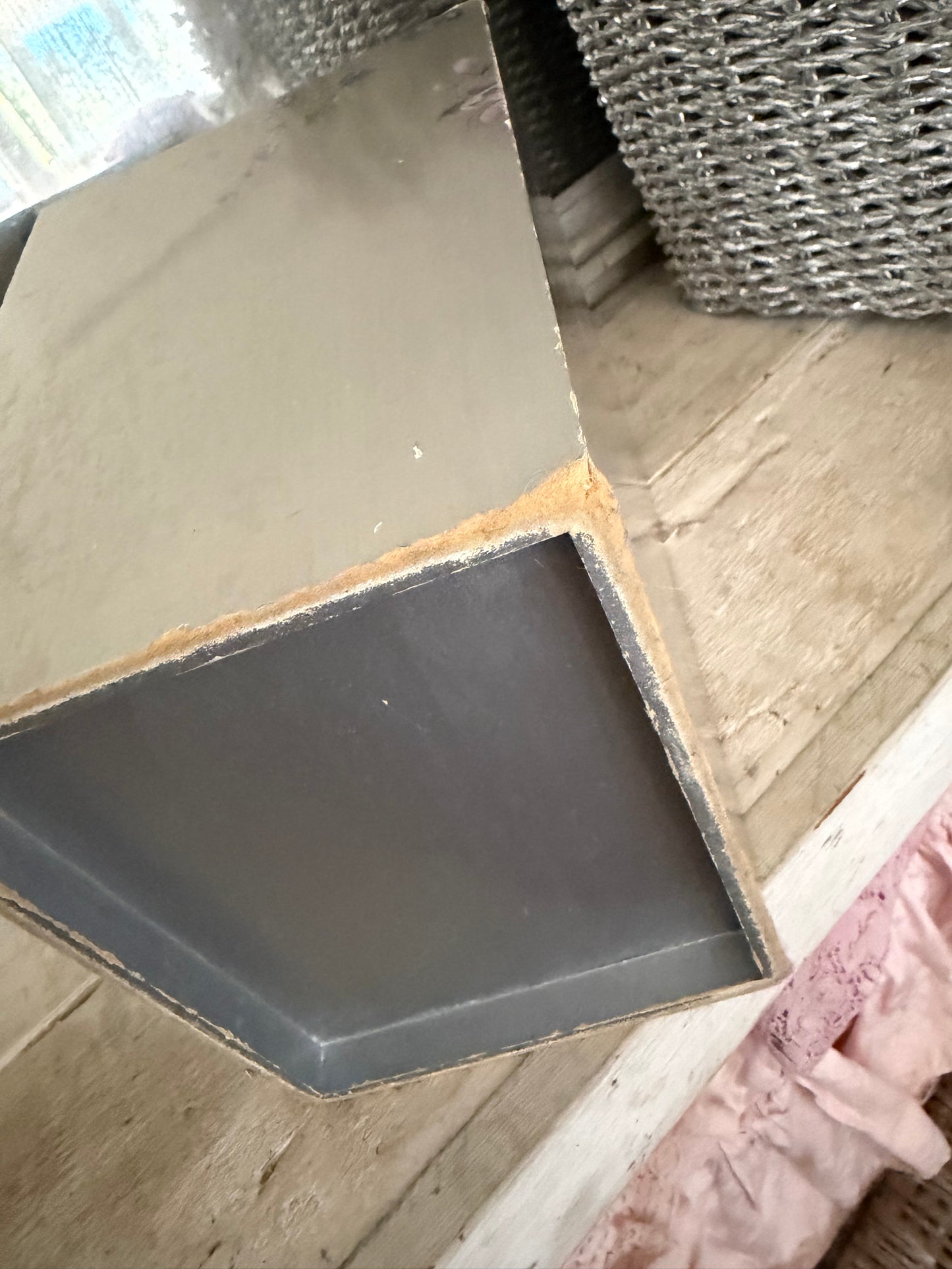Vintage Sliver Lavender Painted Flower Bucket Bin
